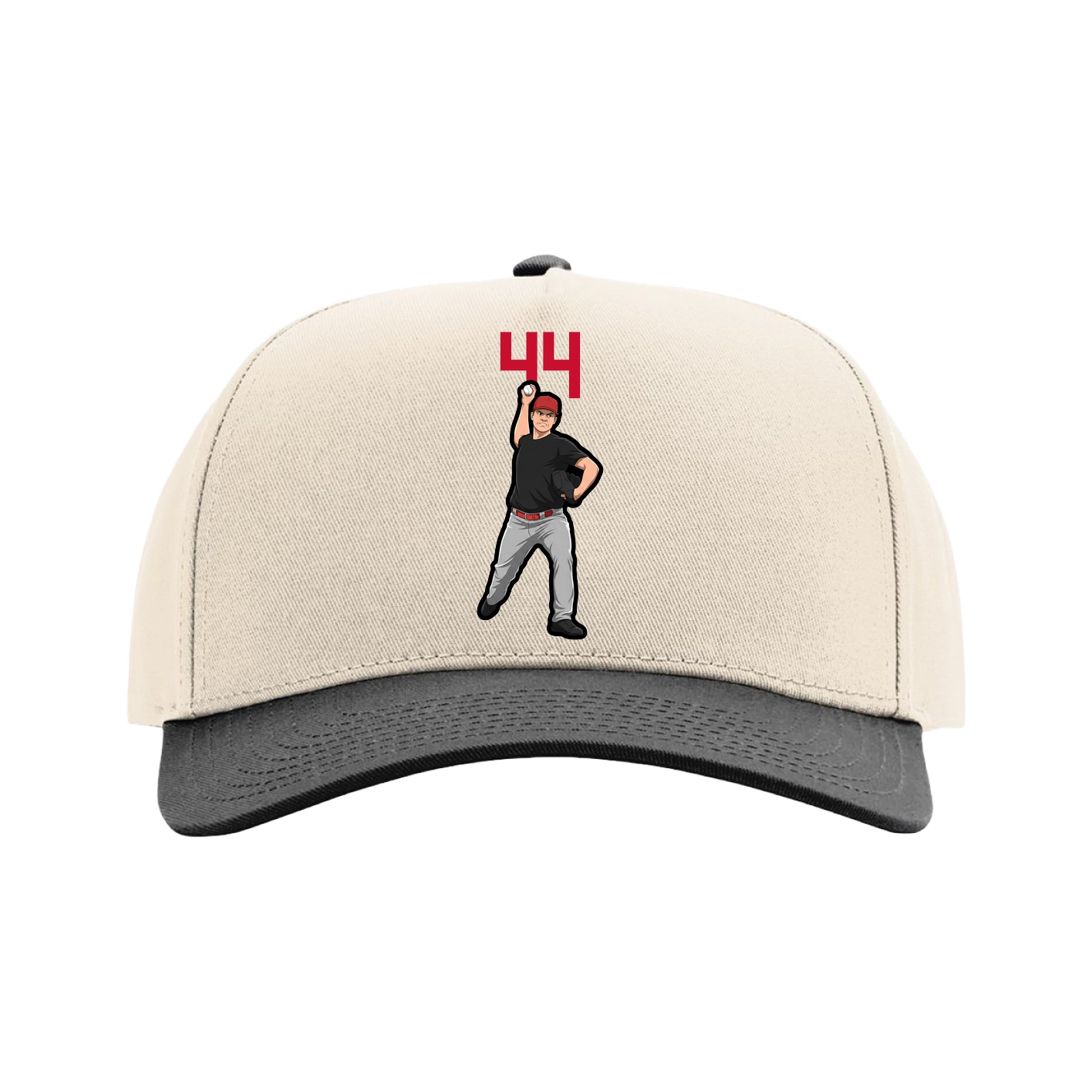 Full Fabric Five-Panel Champ Cap — Number Top in Cream/Black