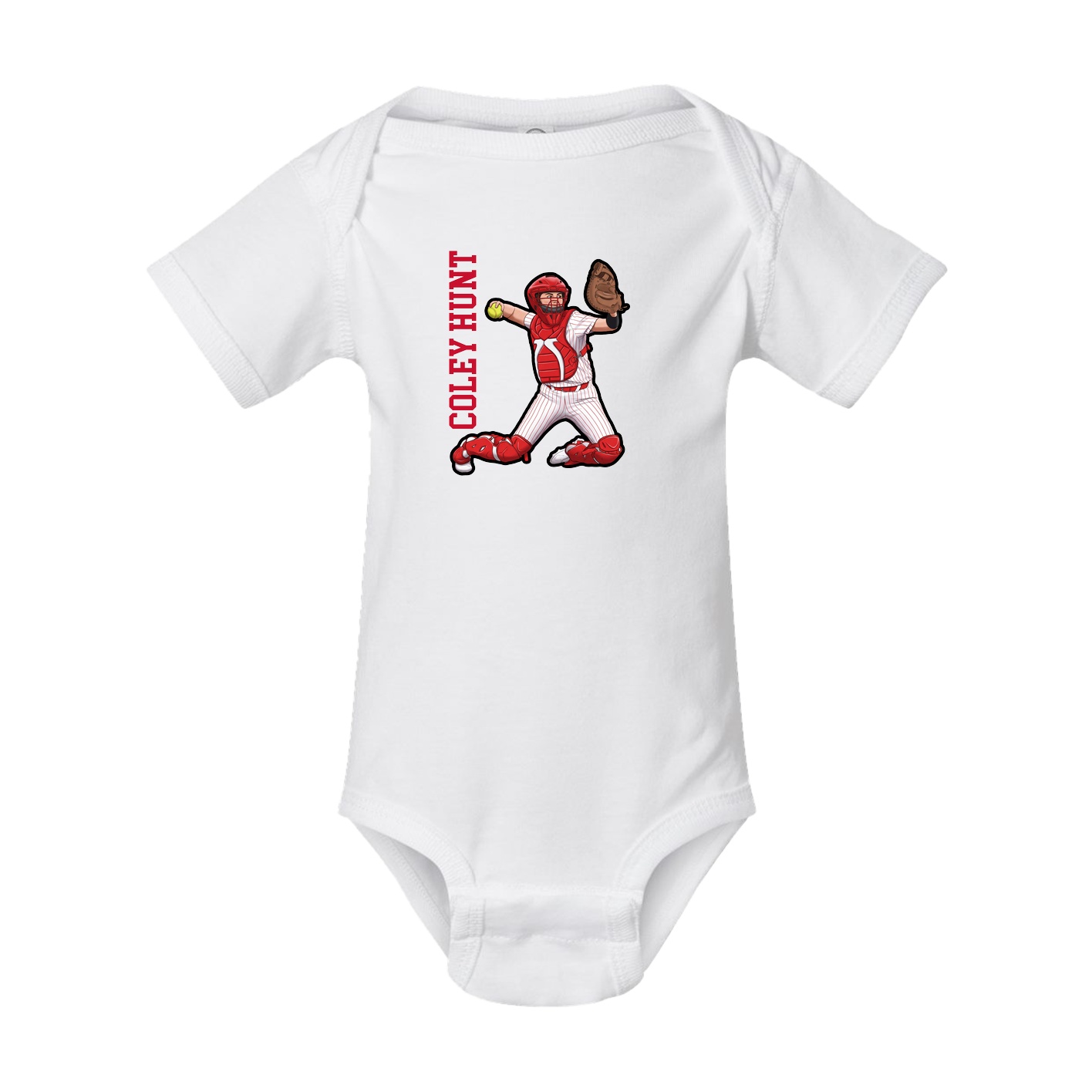 Baby Onesie — Name Vertical in White