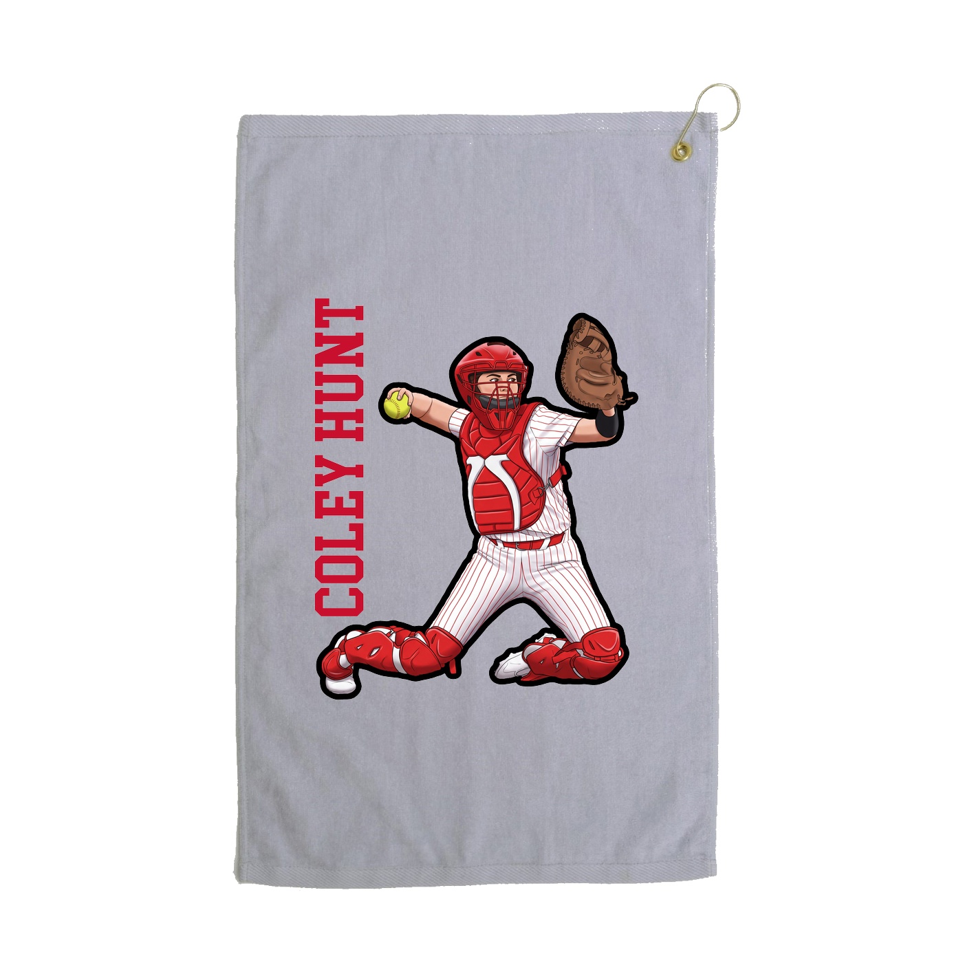 Golf Towel — Name Vertical in Grey