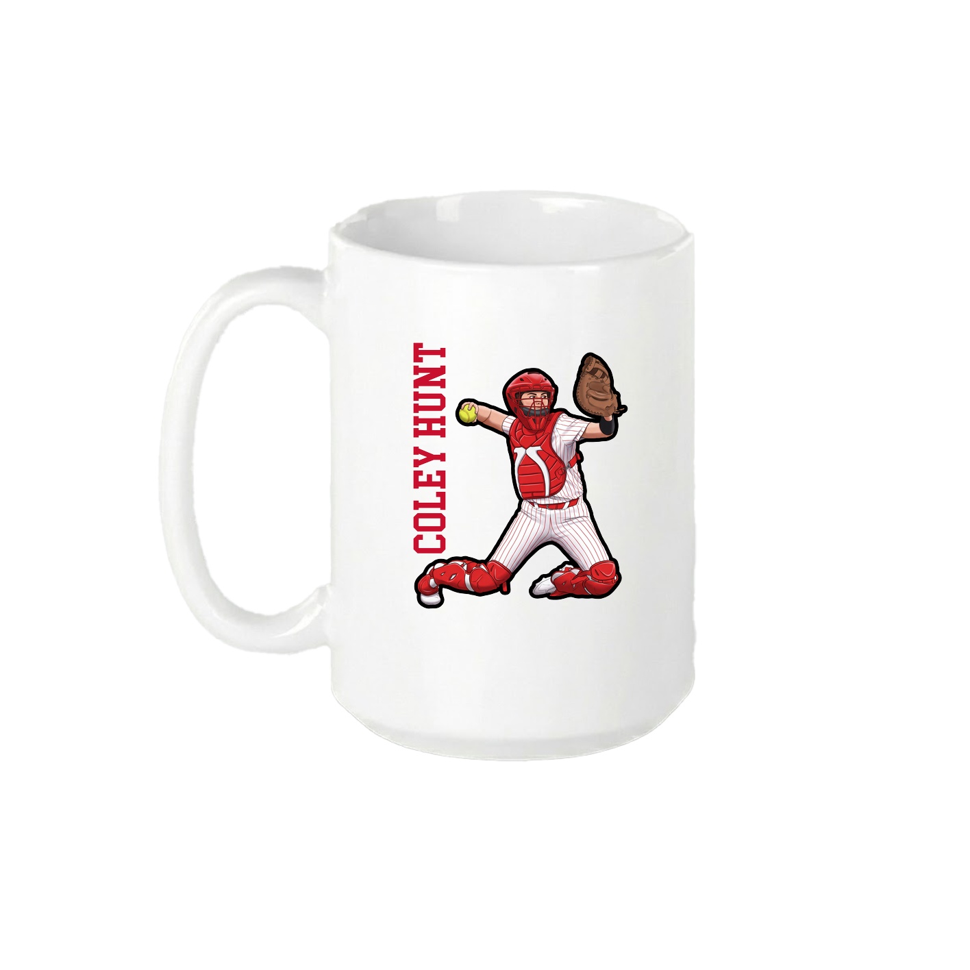 15oz Coffee Mug — Name Vertical in White