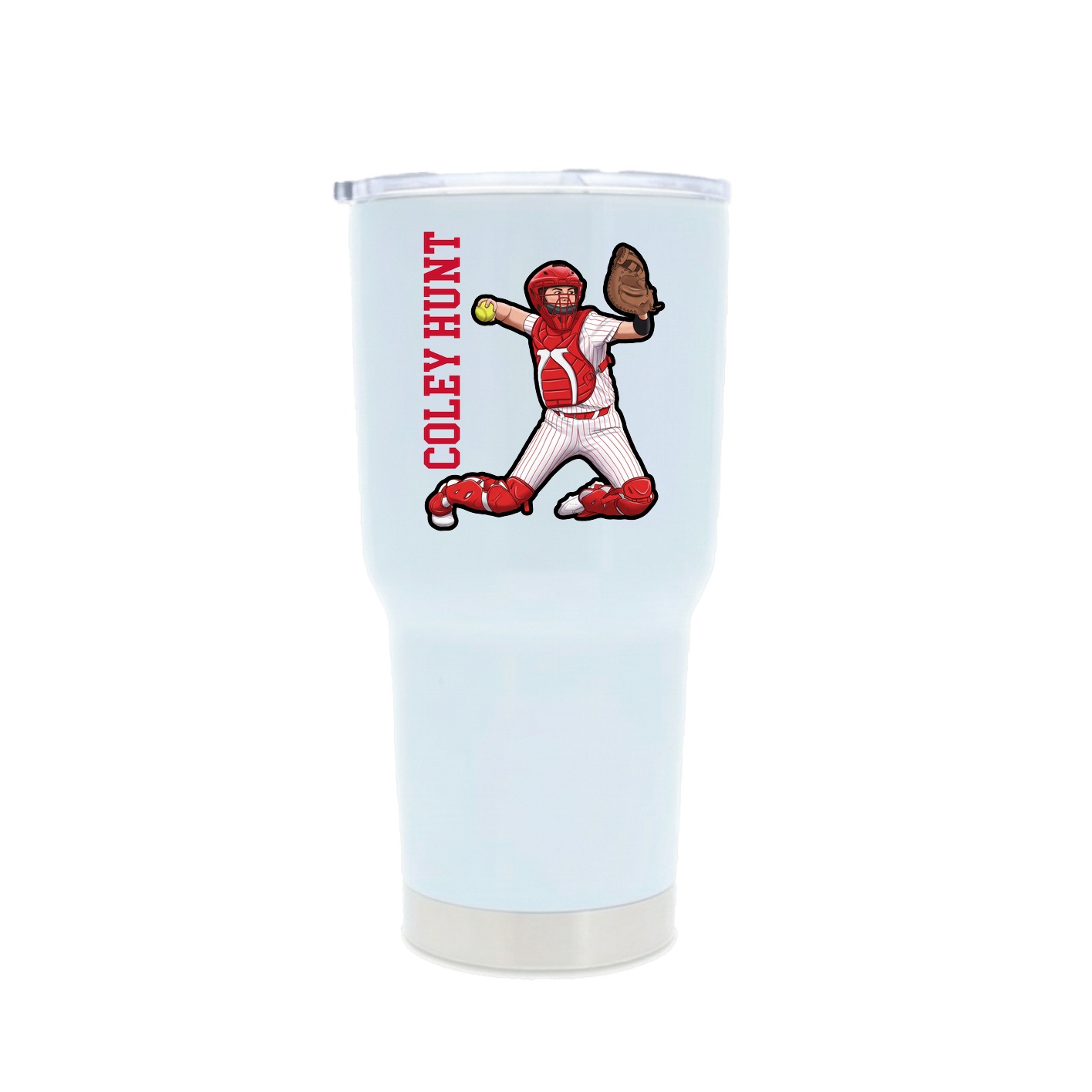 30oz Stainless Steel Tumbler — Name Vertical in White