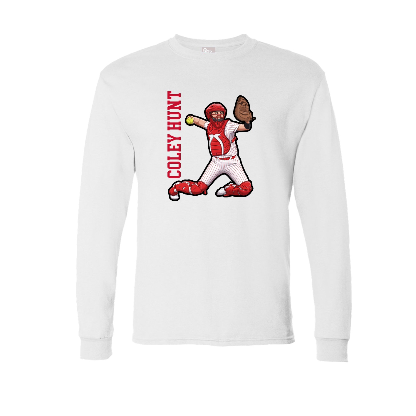 Long Sleeve Tee — Name Vertical in White