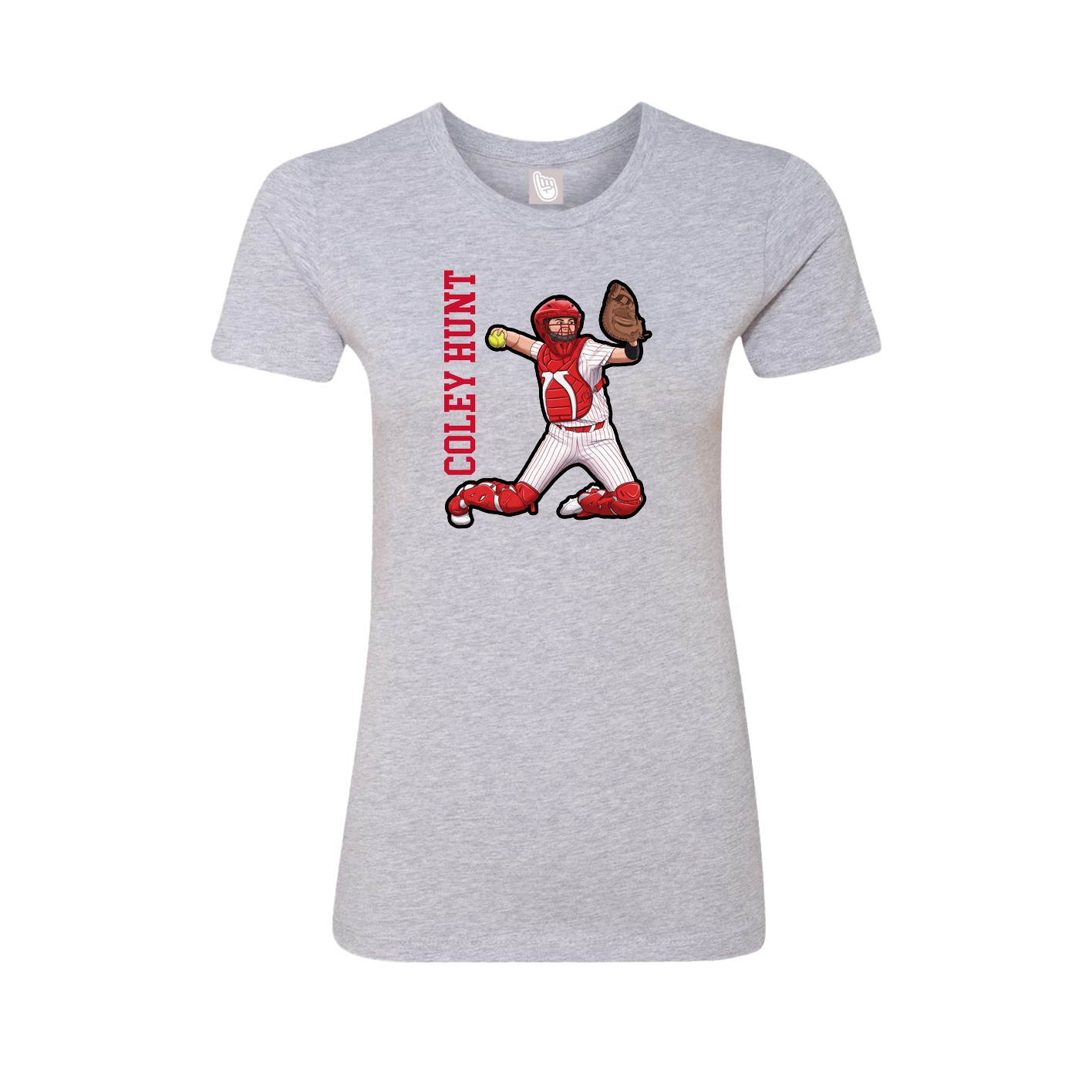 Fitted Women's Tee — Name Vertical in Grey
