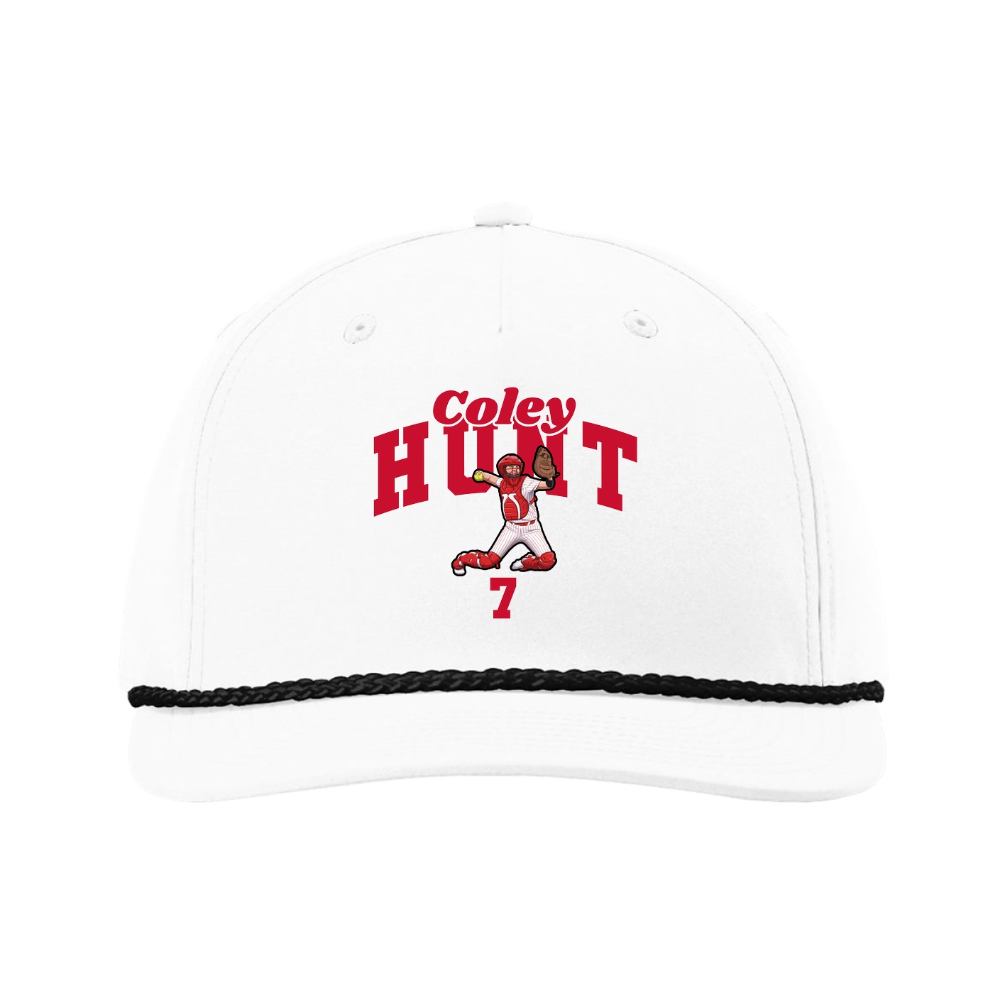 Five-Panel Classic Rope Cap — Signature Arch in White