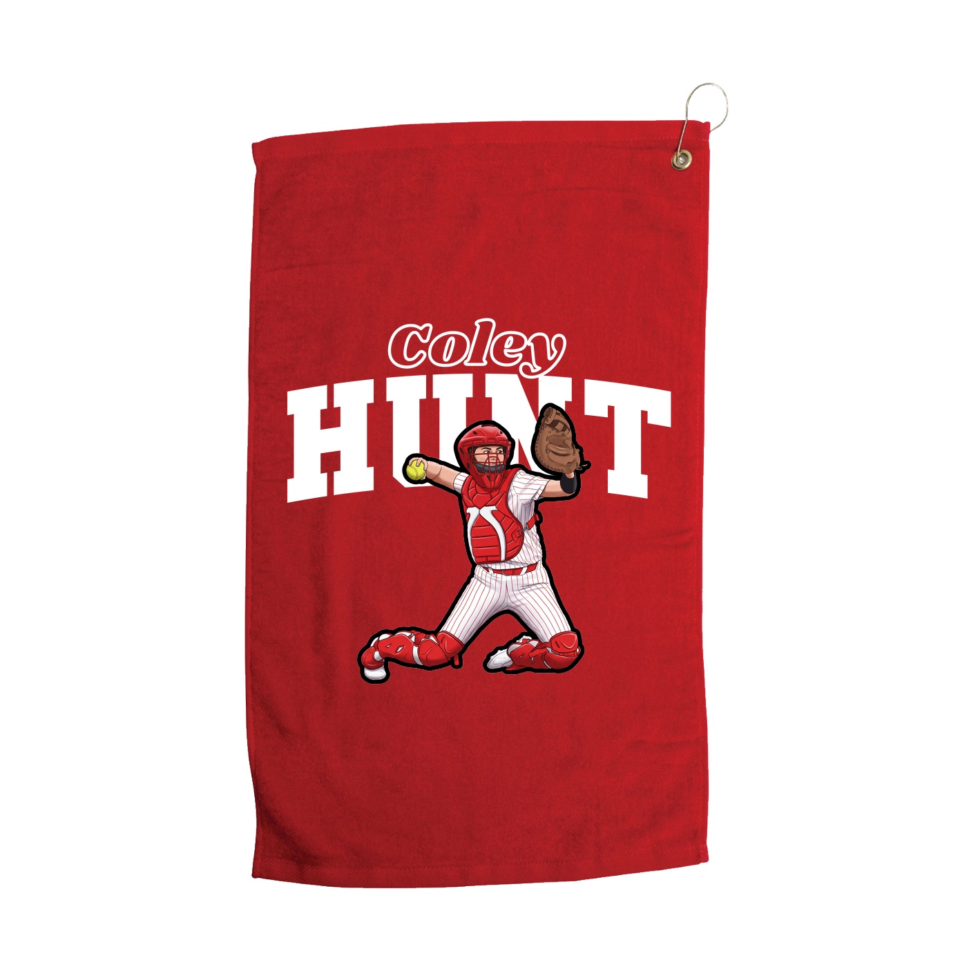 Golf Towel — Name Arch in Red