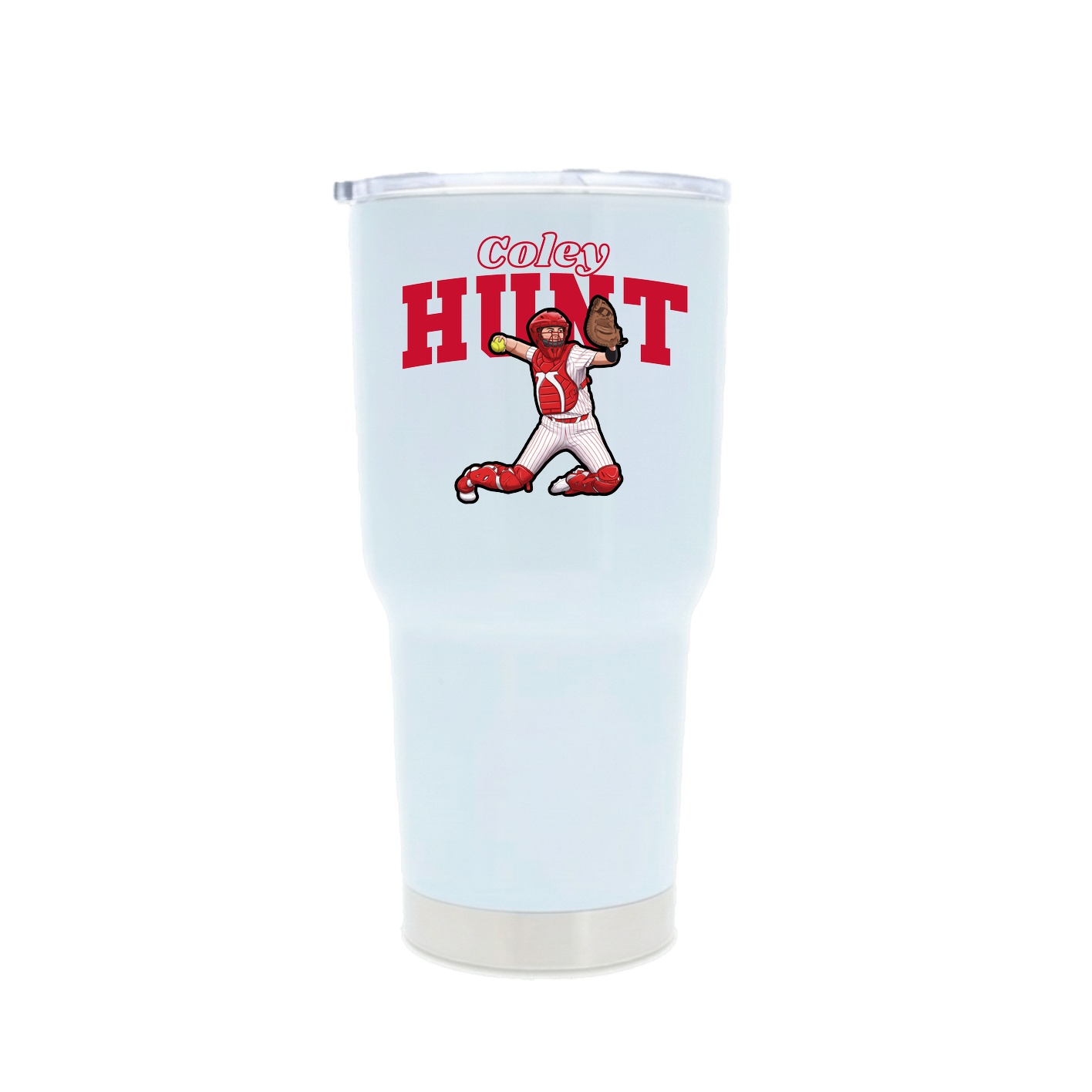 30oz Stainless Steel Tumbler — Name Arch in White