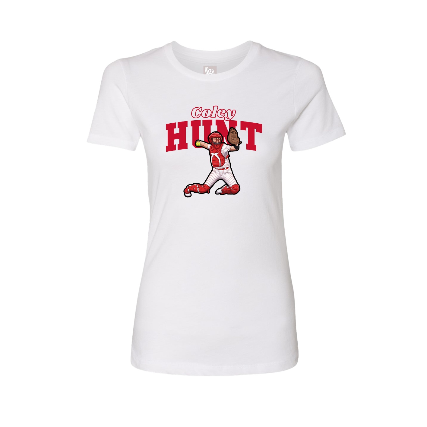Fitted Women's Tee — Name Arch in White