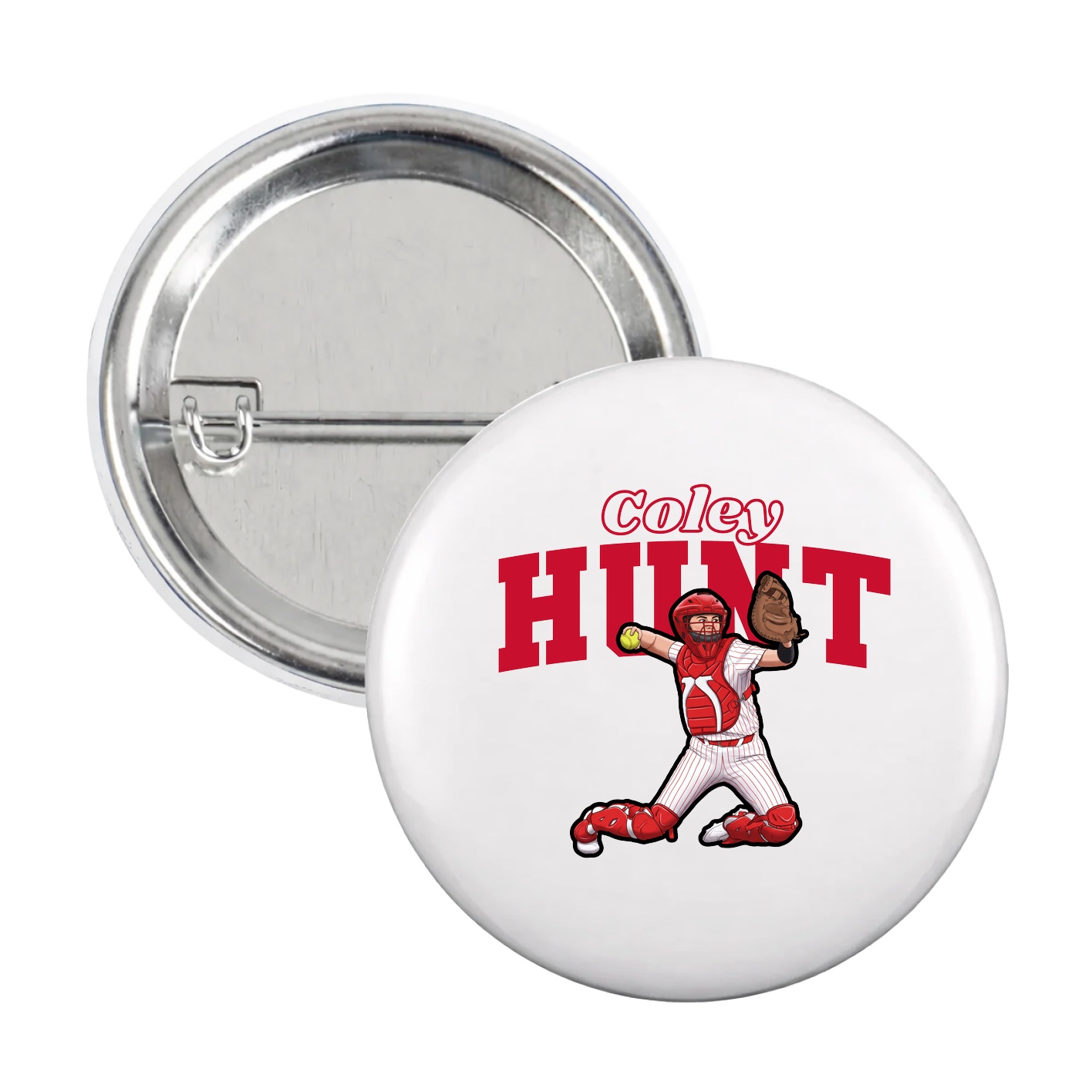 Game Day Button — Name Arch in White