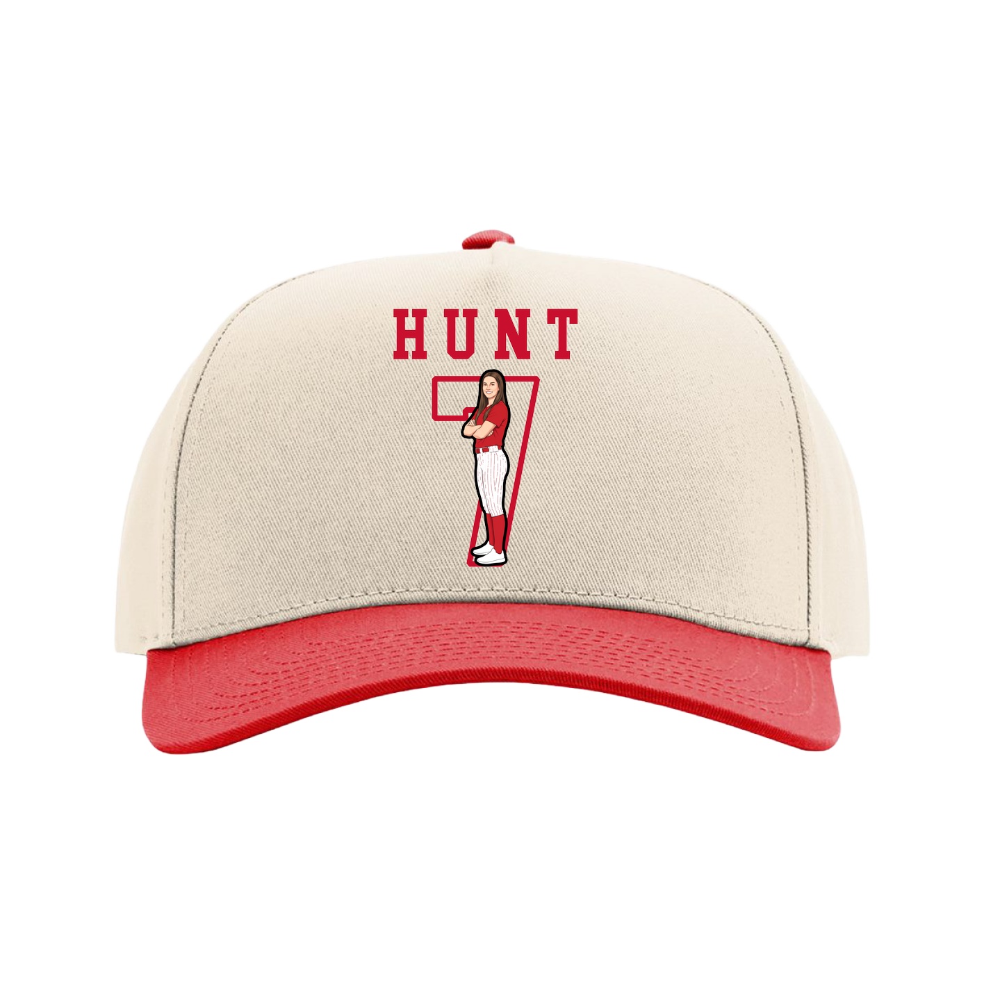 Full Fabric Five-Panel Champ Cap — Shirsey in Cream/Red