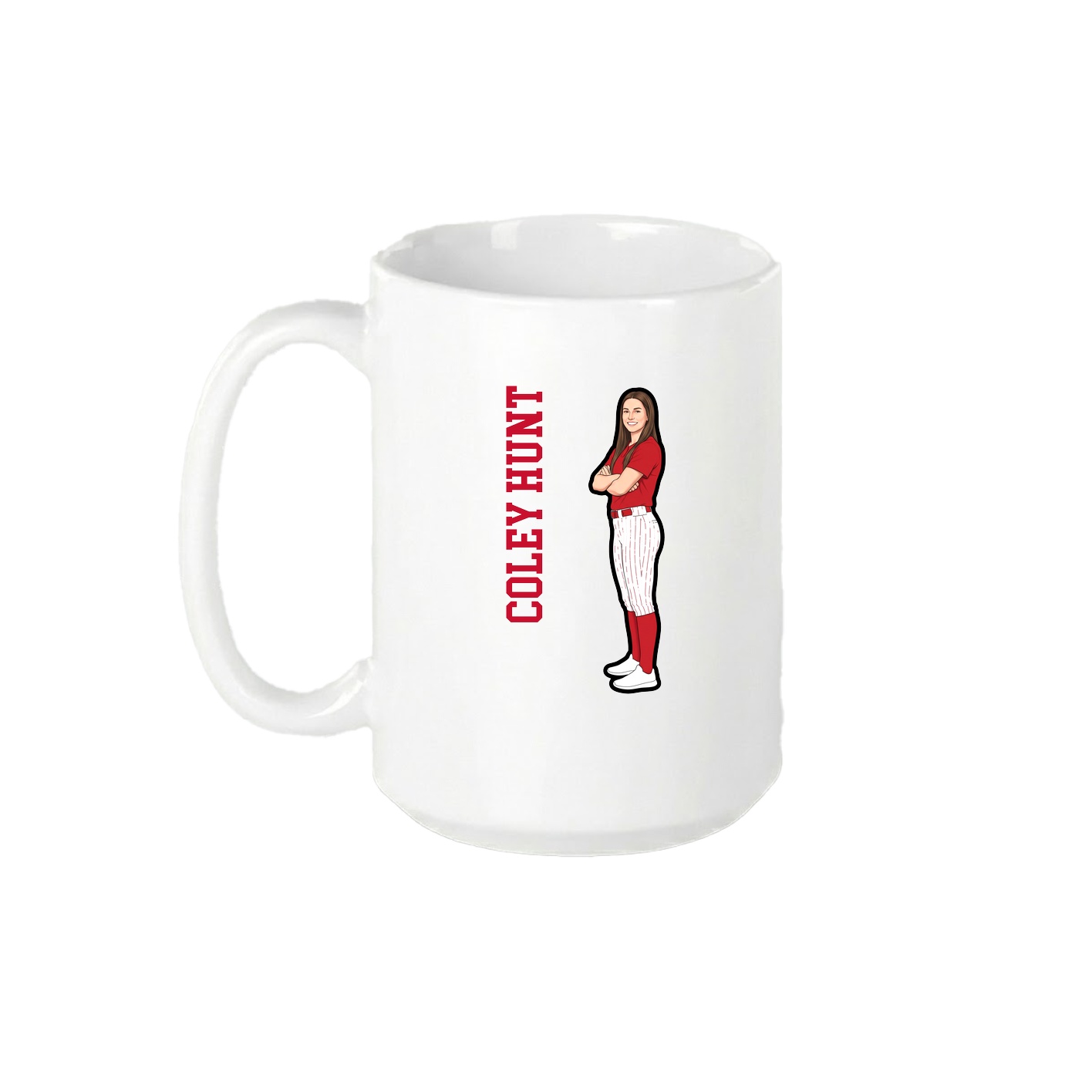 15oz Coffee Mug — Name Vertical in White