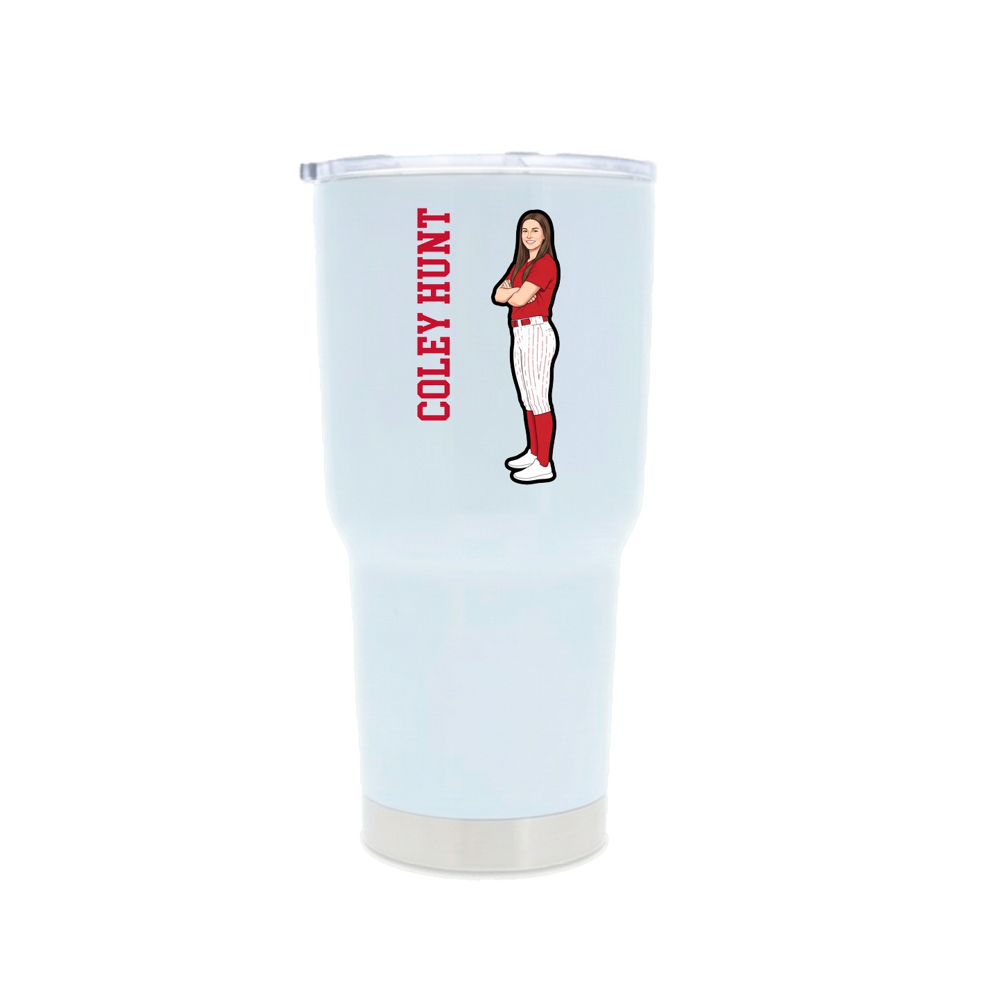30oz Stainless Steel Tumbler — Name Vertical in White