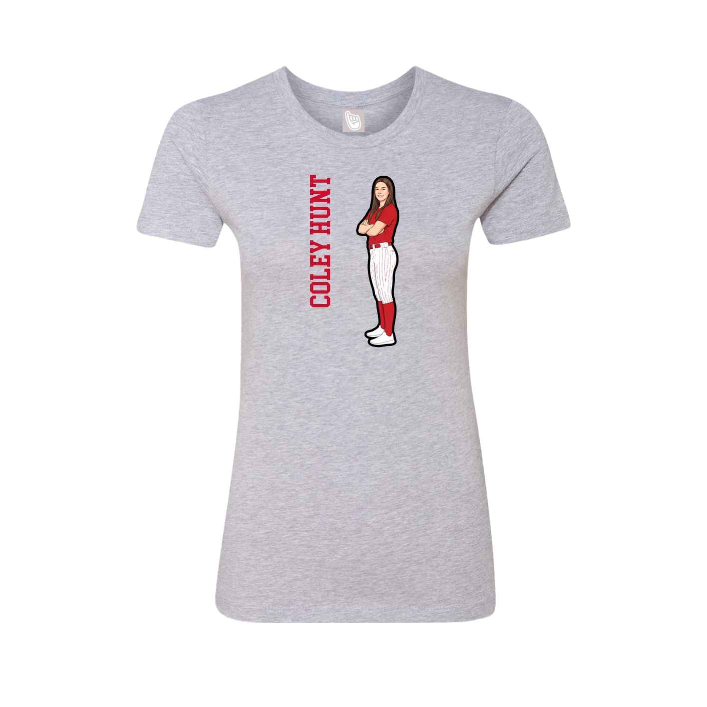 Womens Tee — Name Vertical in Grey