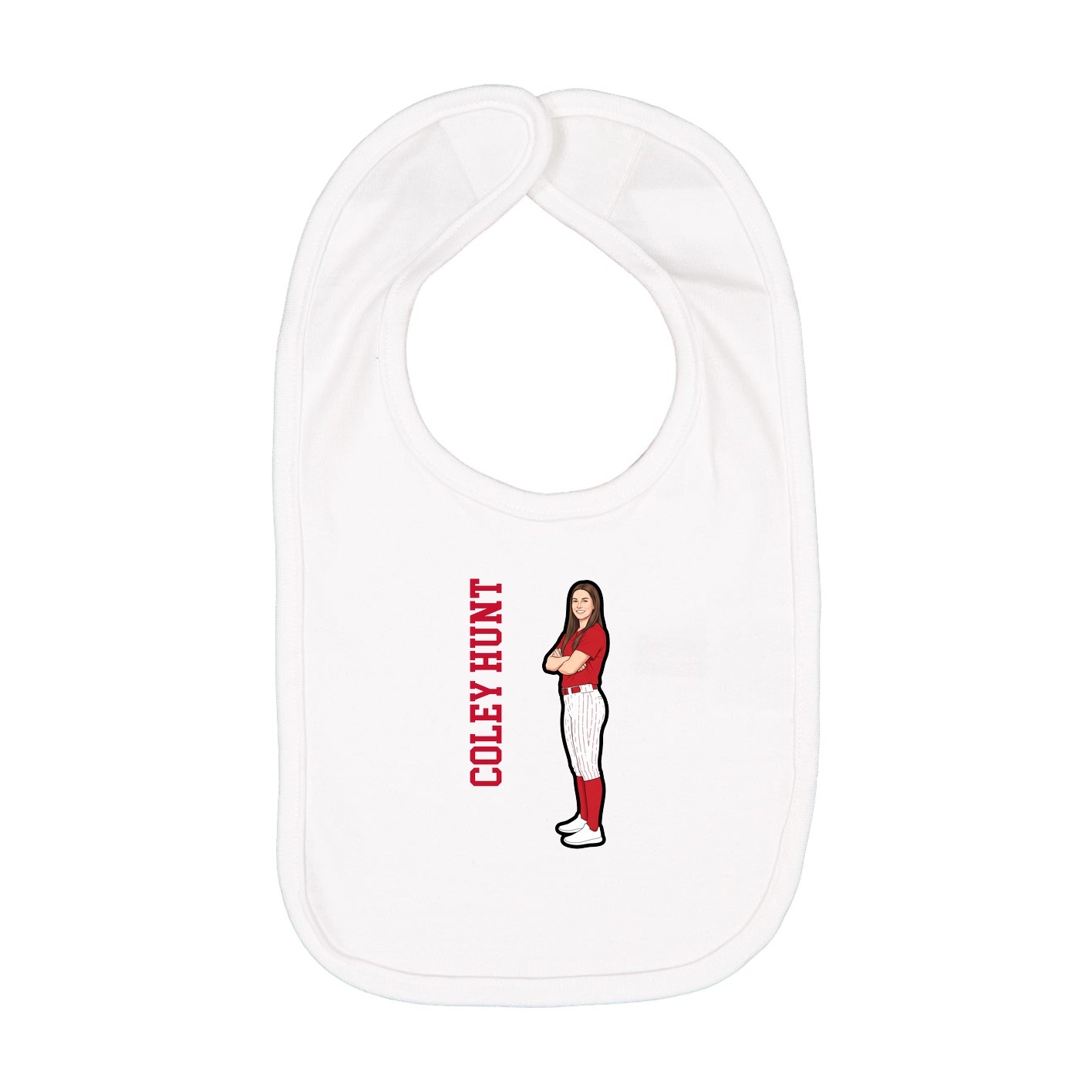 Infant Bib — Name Vertical in White