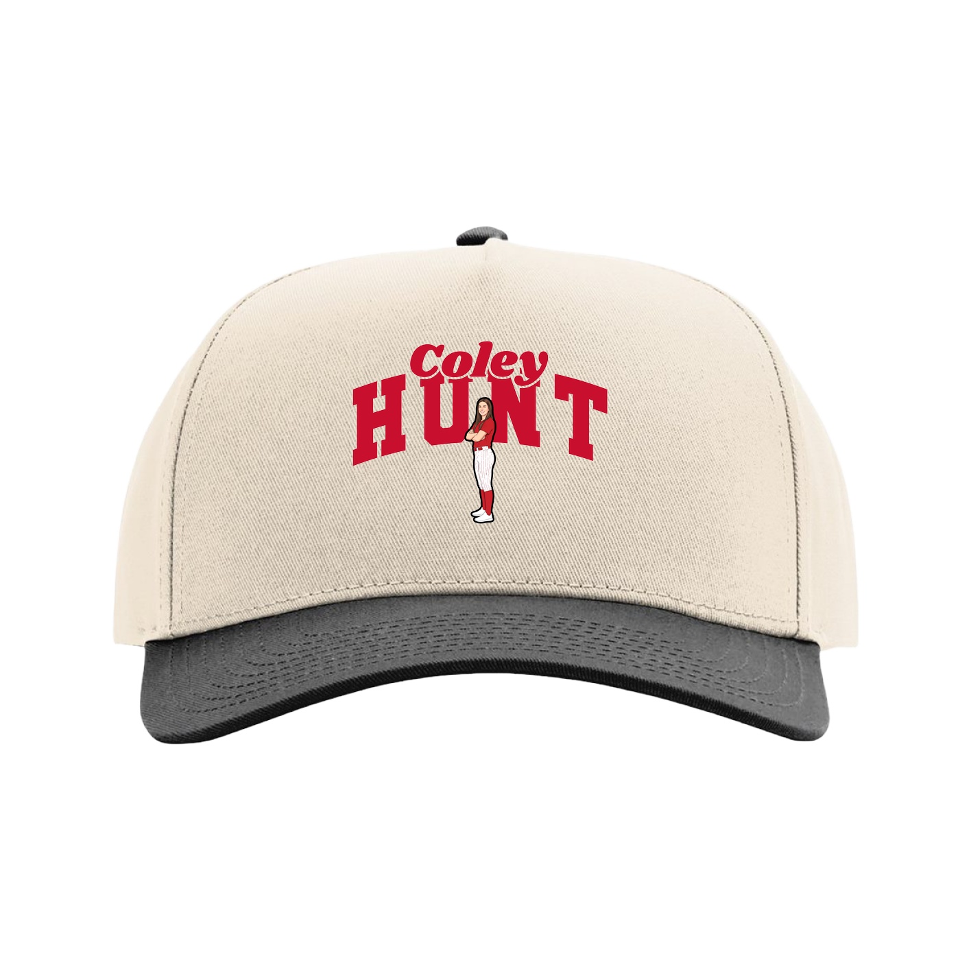 Full Fabric Five-Panel Champ Cap — Signature Arch in Cream/Black