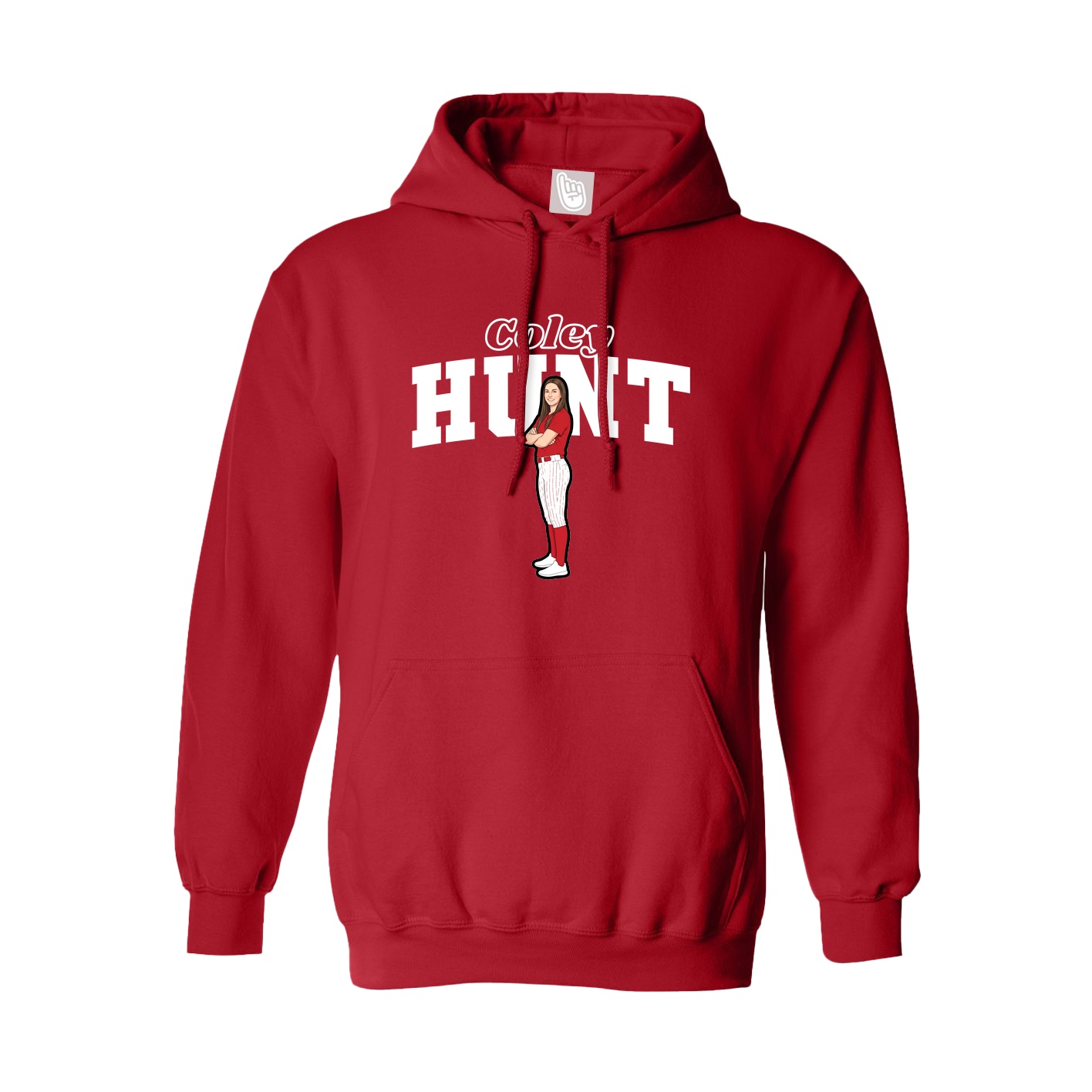 Youth Hoodie — Name Arch in Red
