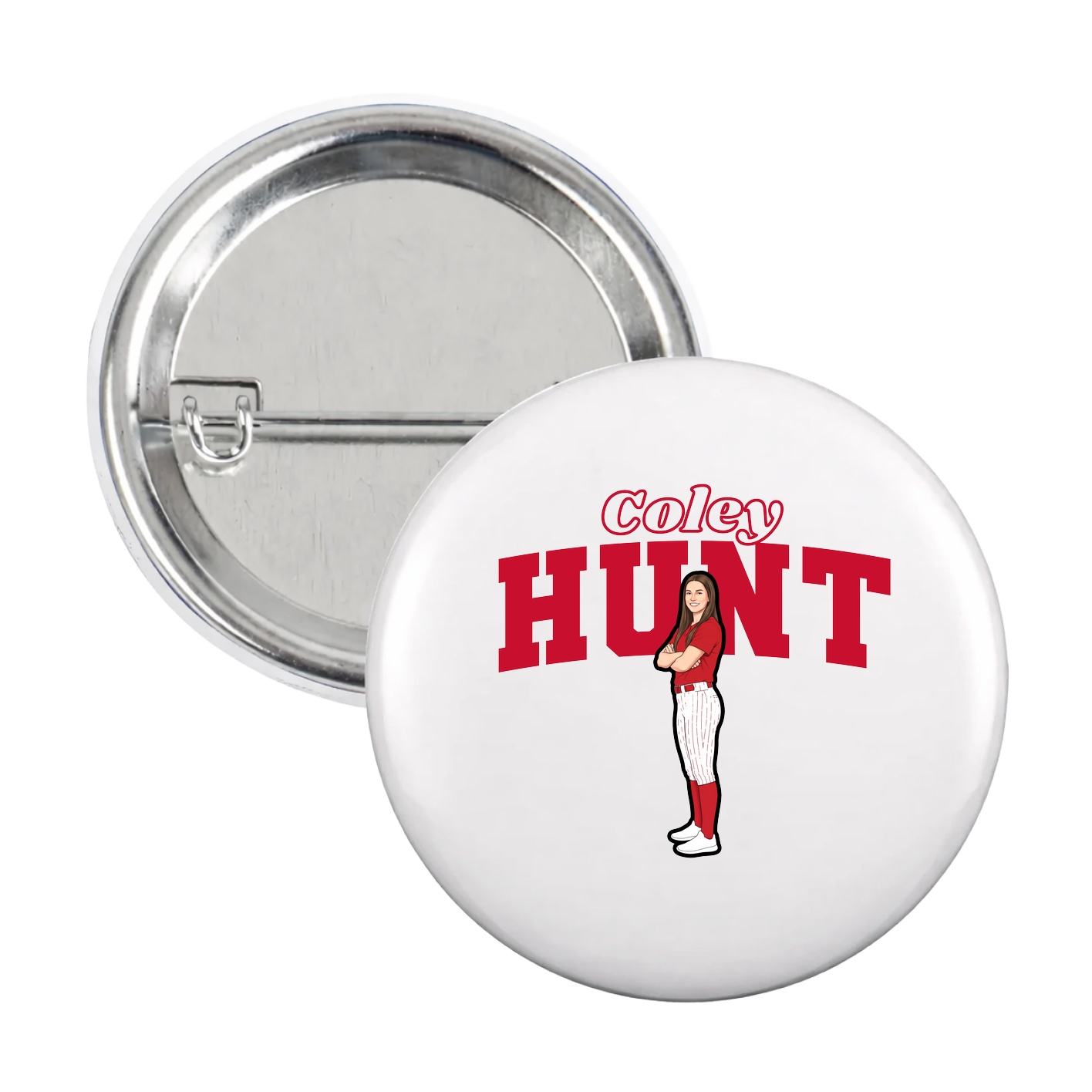 Game Day Button — Name Arch in White