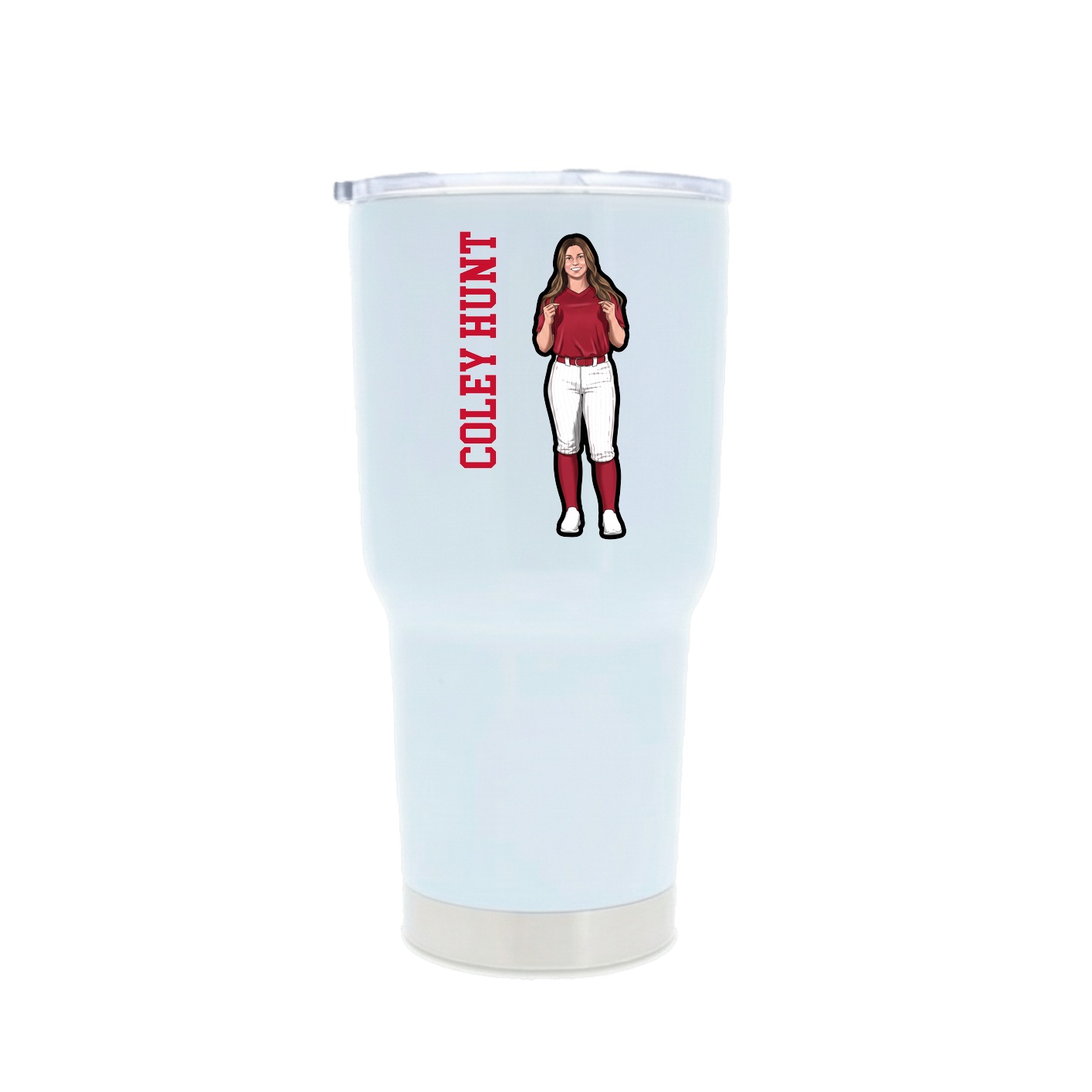 30oz Stainless Steel Tumbler — Name Vertical in White