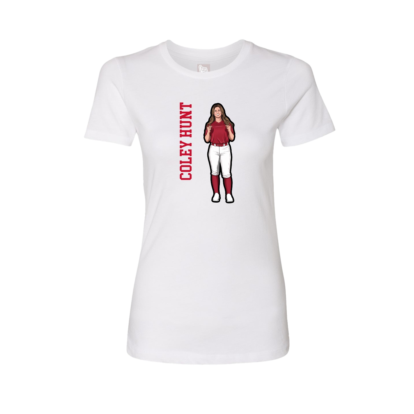 Womens Tee — Name Vertical in White