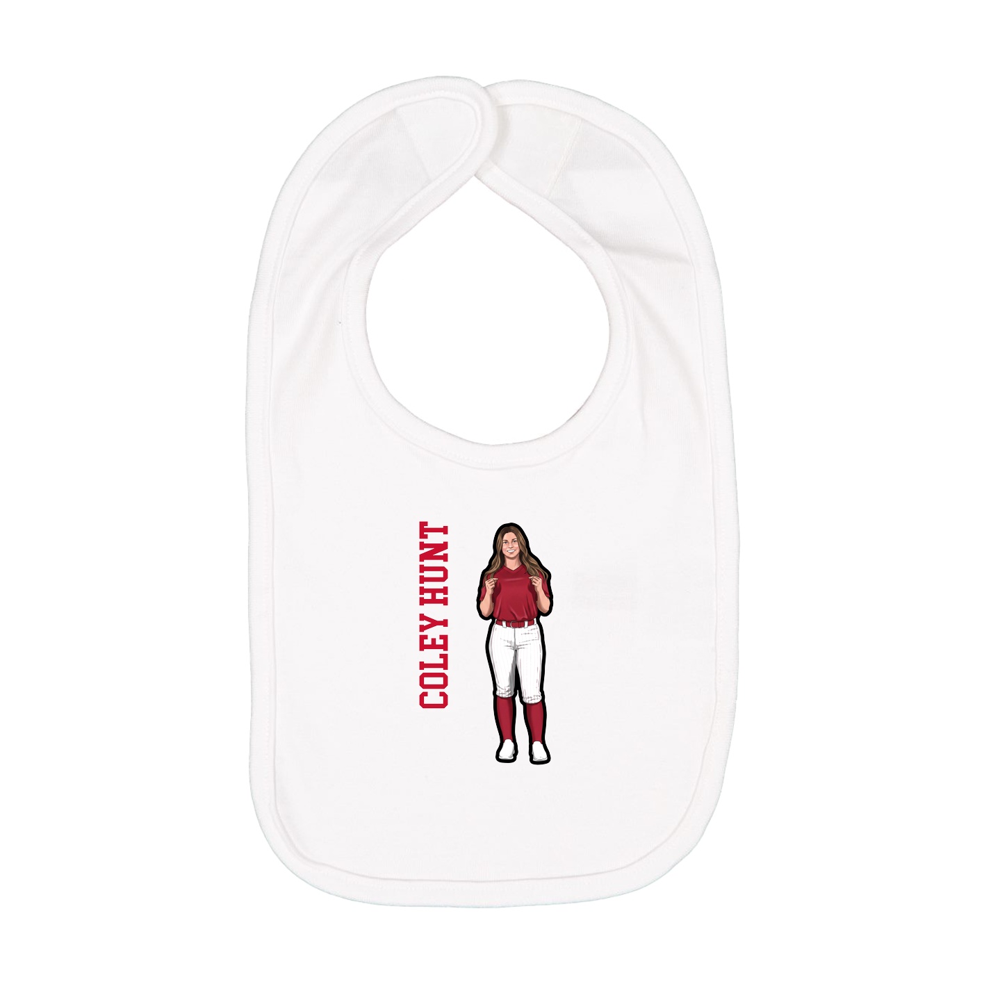 Infant Bib — Name Vertical in White