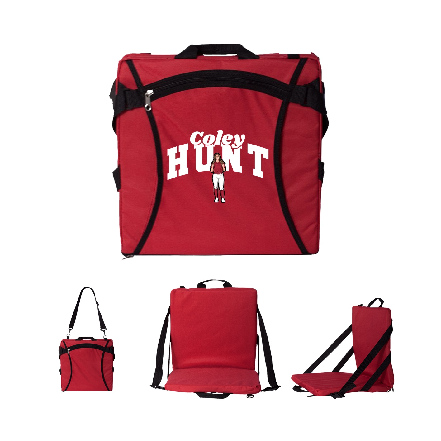 Folding Stadium Seat — Signature Arch in Red