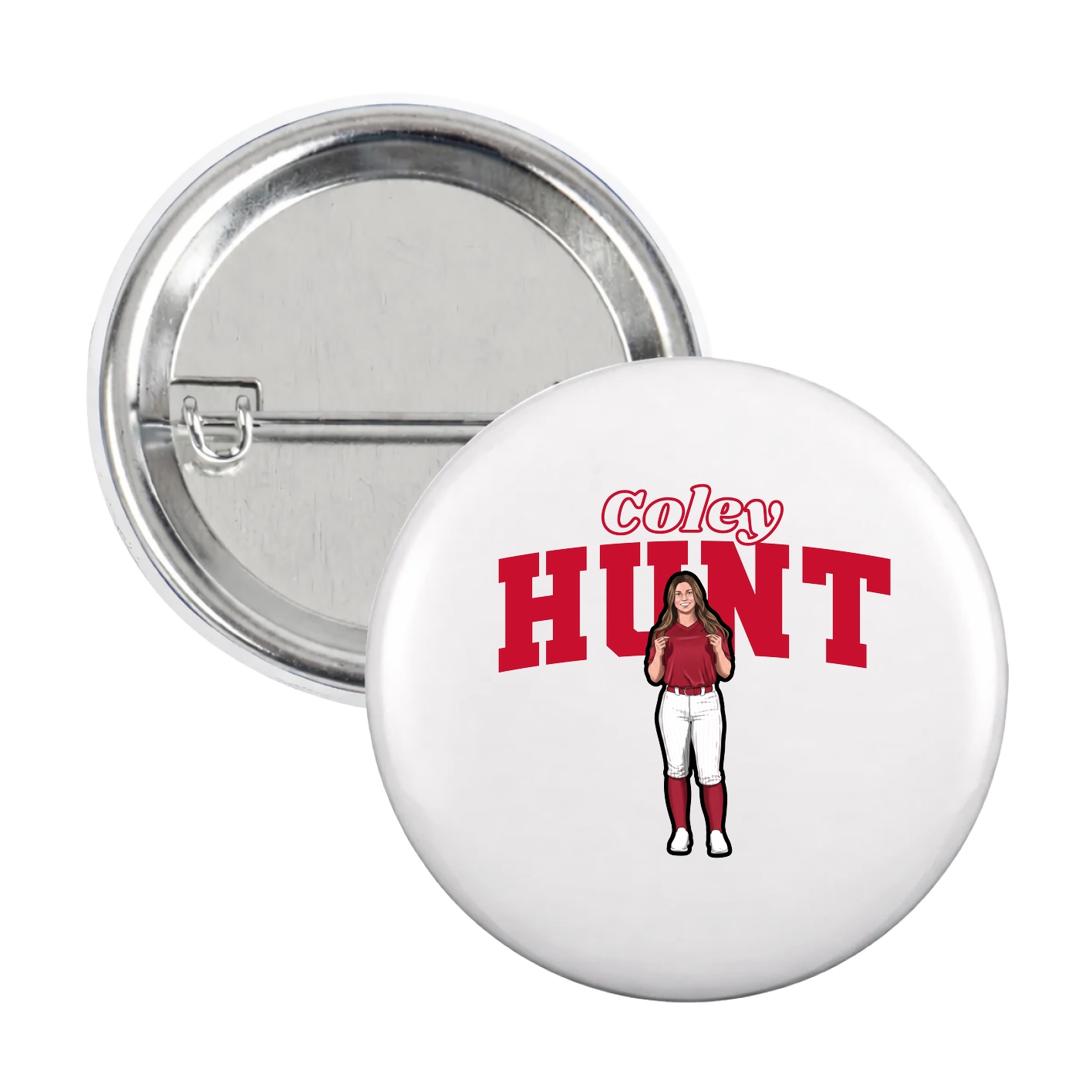 Game Day Button — Name Arch in White