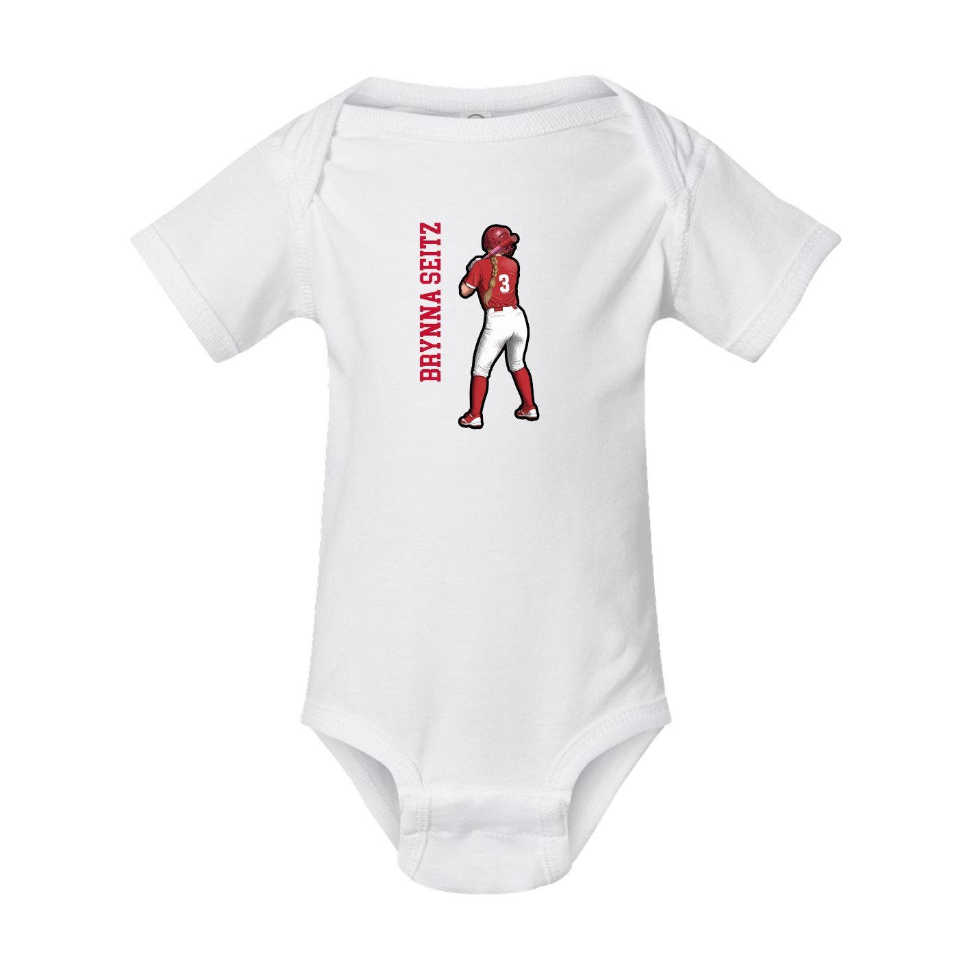 Baby Onesie — Name Vertical in White