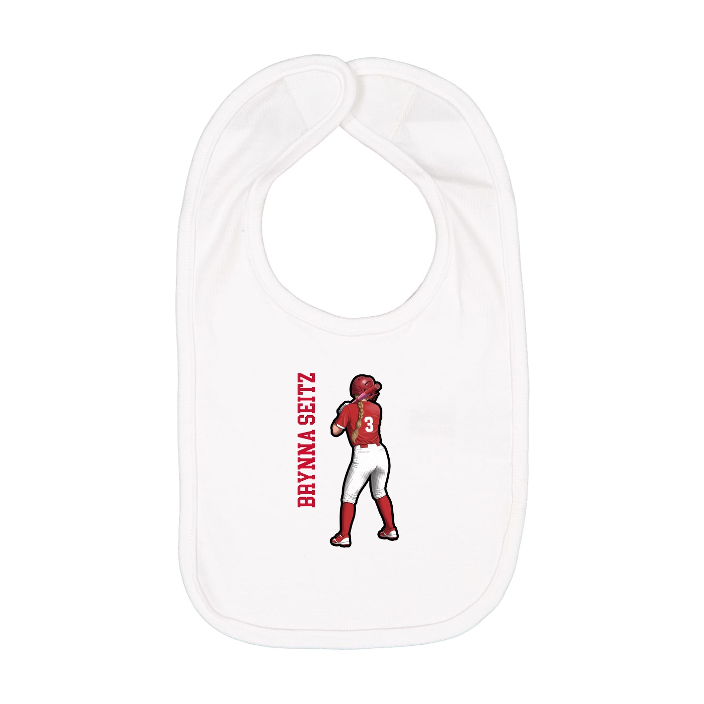 Infant Bib — Name Vertical in White