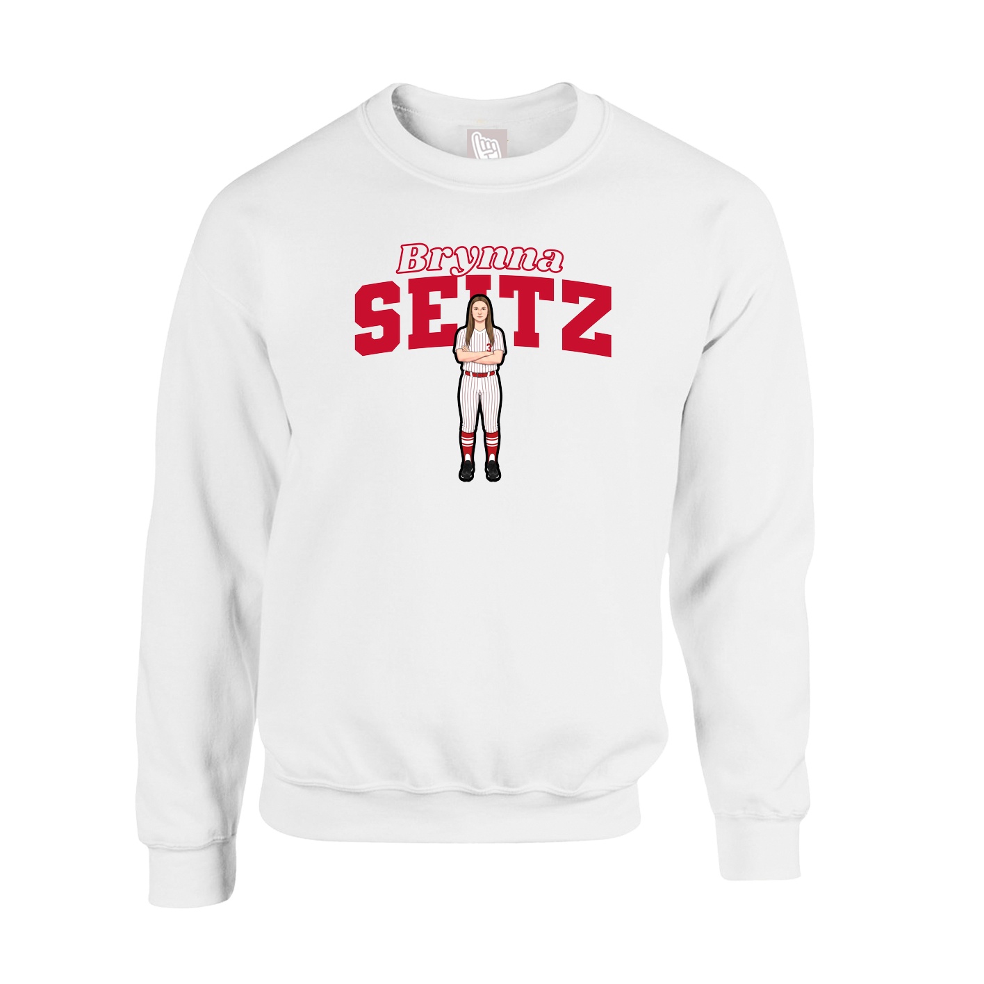 Fleece Crew — Name Arch in White