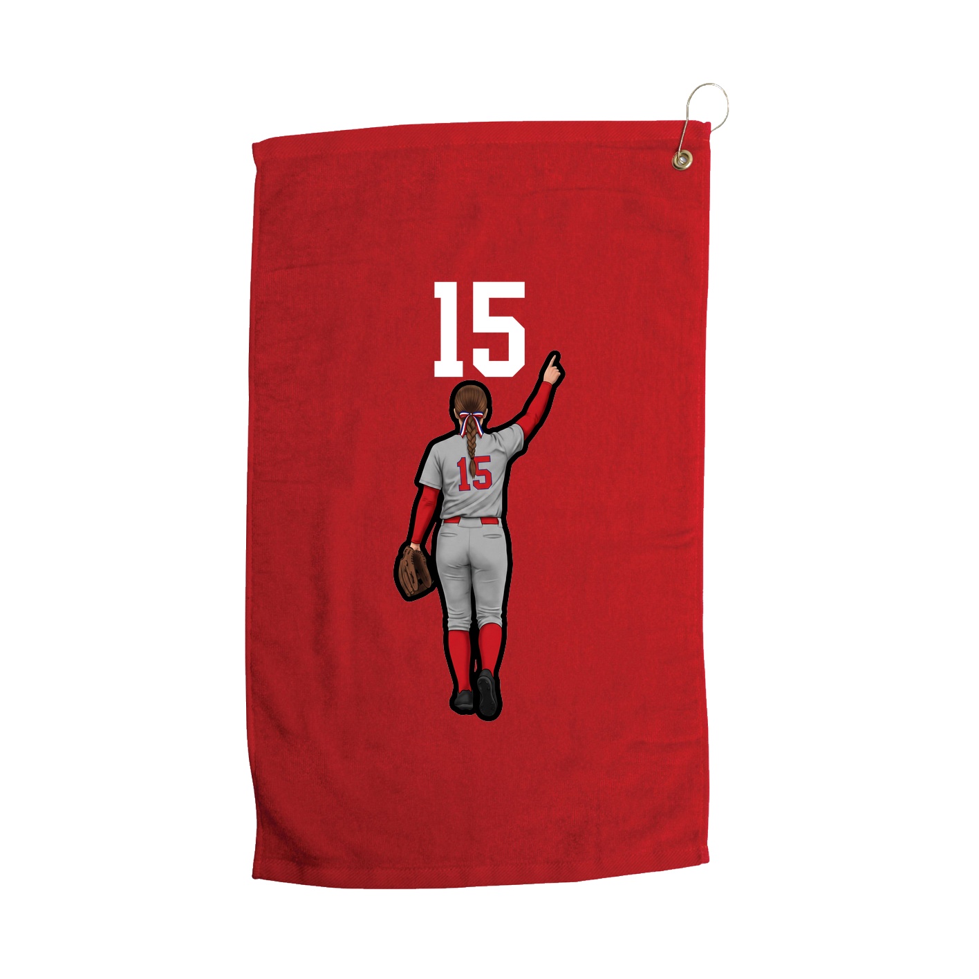 Golf Towel — Number Top in Red
