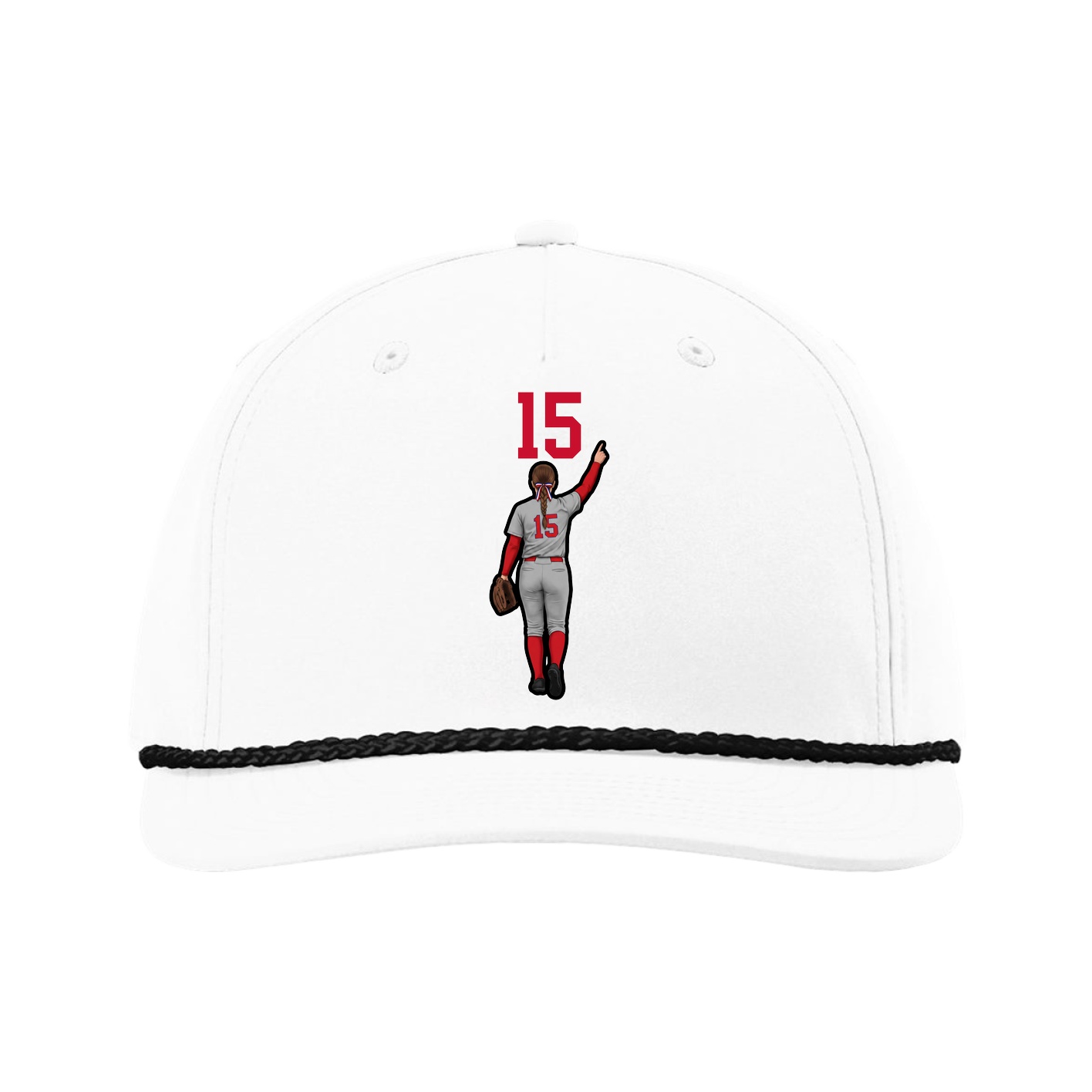 Five-Panel Classic Rope Cap — Number Top in White