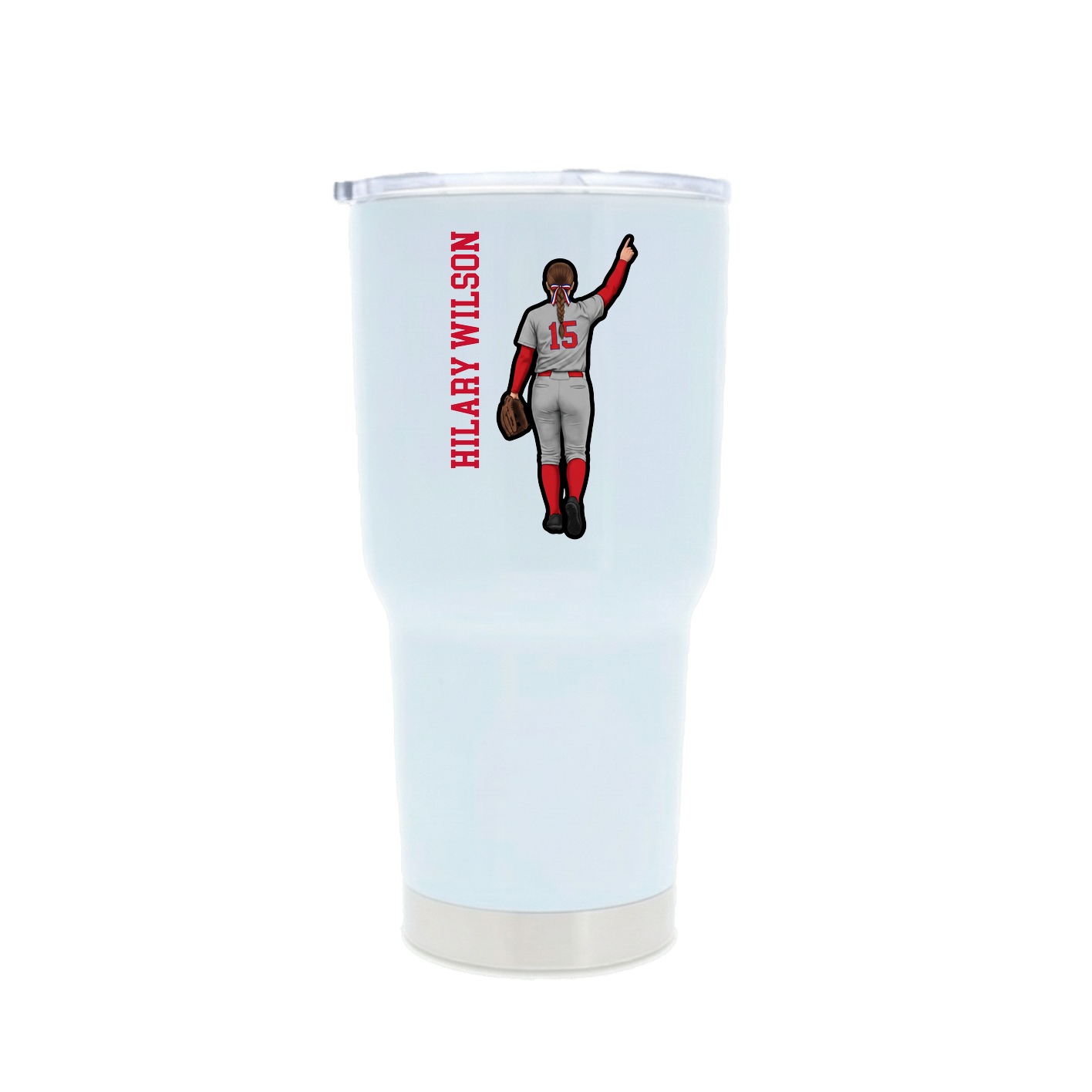 30oz Stainless Steel Tumbler — Name Vertical in White