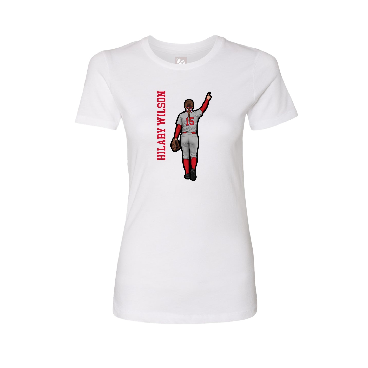 Fitted Women's Tee — Name Vertical in White