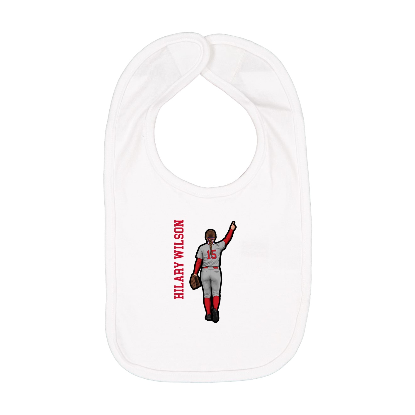 Infant Bib — Name Vertical in White
