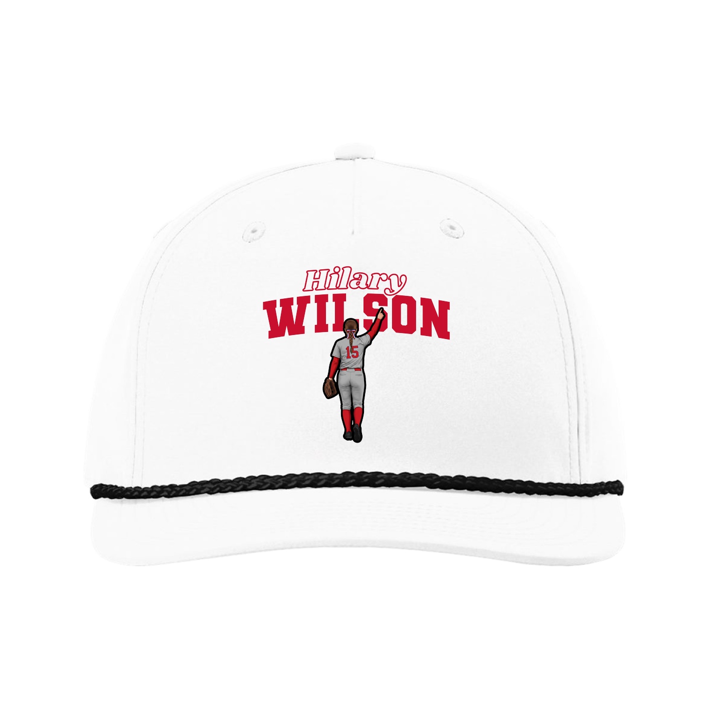 Five-Panel Classic Rope Cap — Name Arch in White