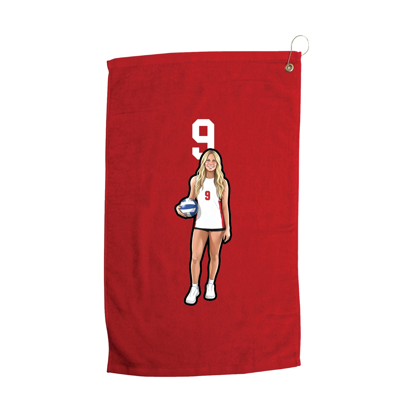Golf Towel — Number Top in Red