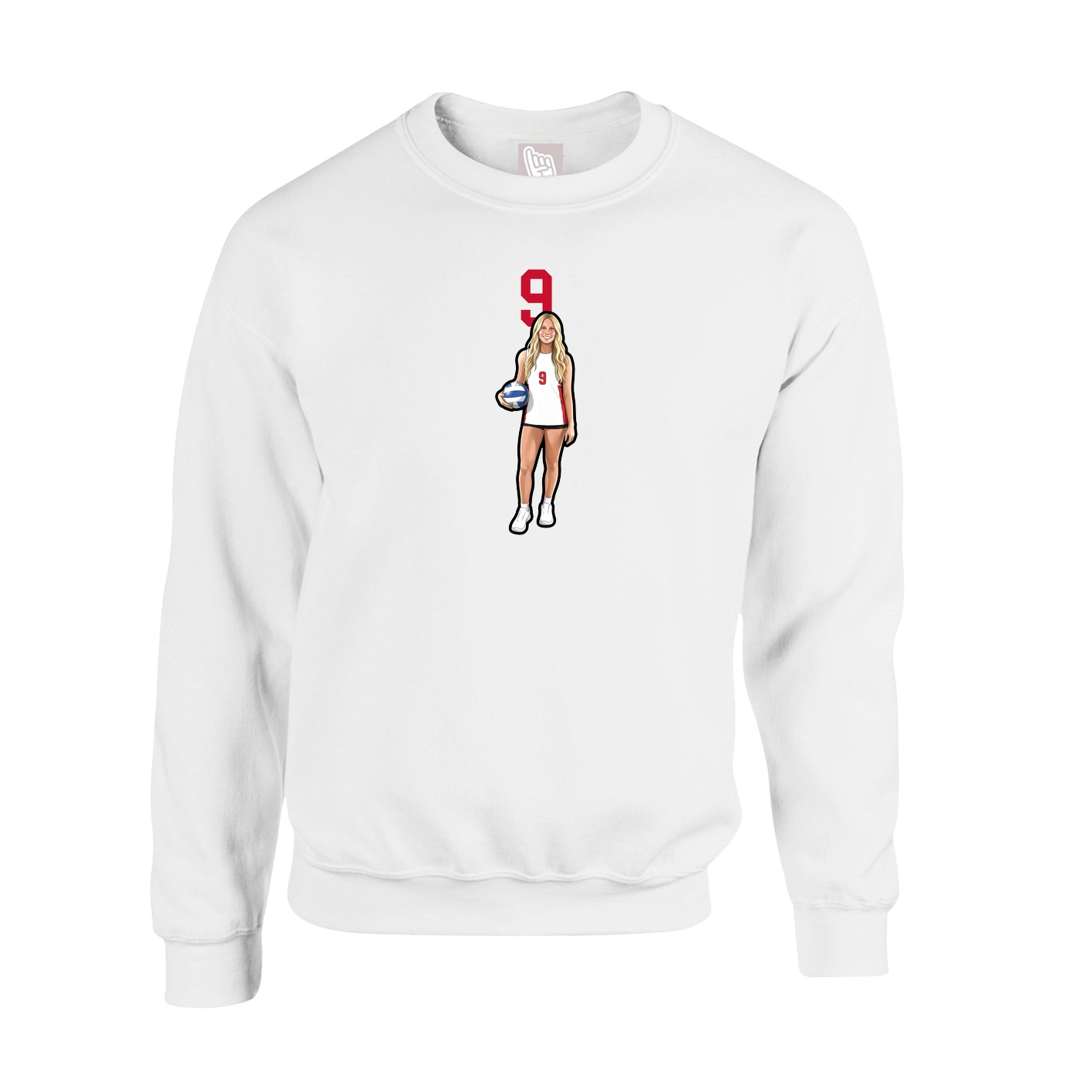 Fleece Crew — Number Top in White