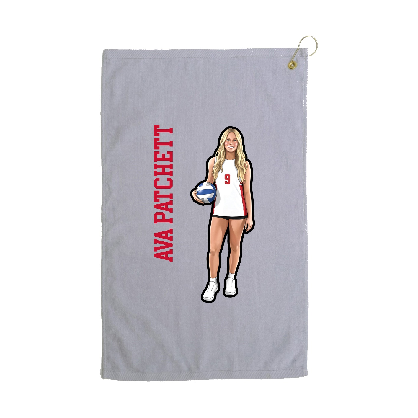 Golf Towel — Name Vertical in Grey