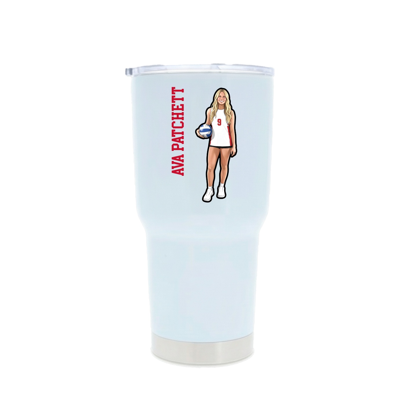 30oz Stainless Steel Tumbler — Name Vertical in White