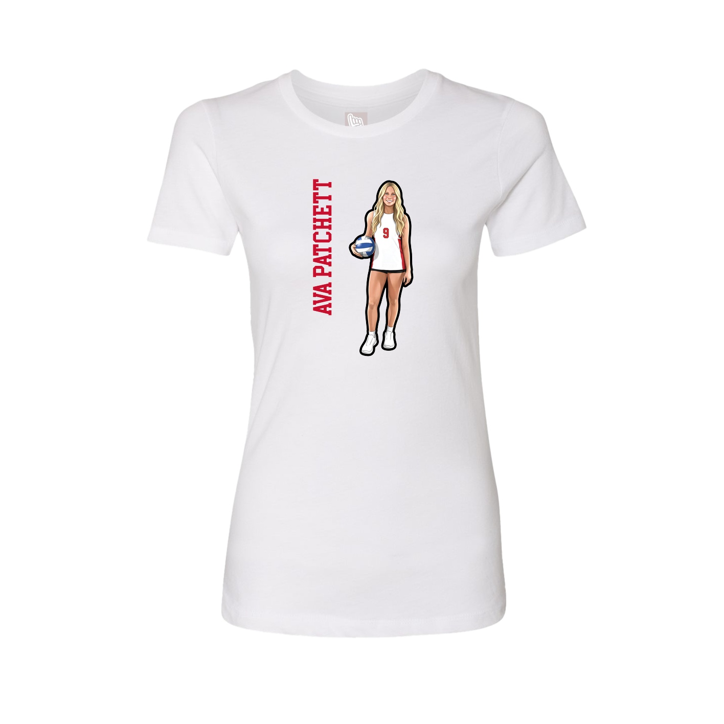 Fitted Women's Tee — Name Vertical in White