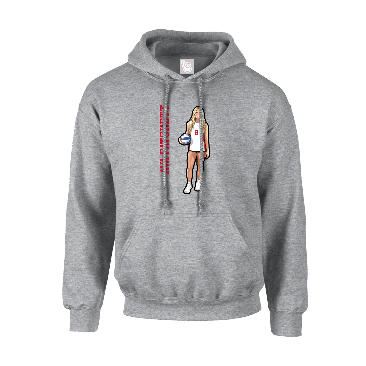 Hoodie — Name Vertical in Grey