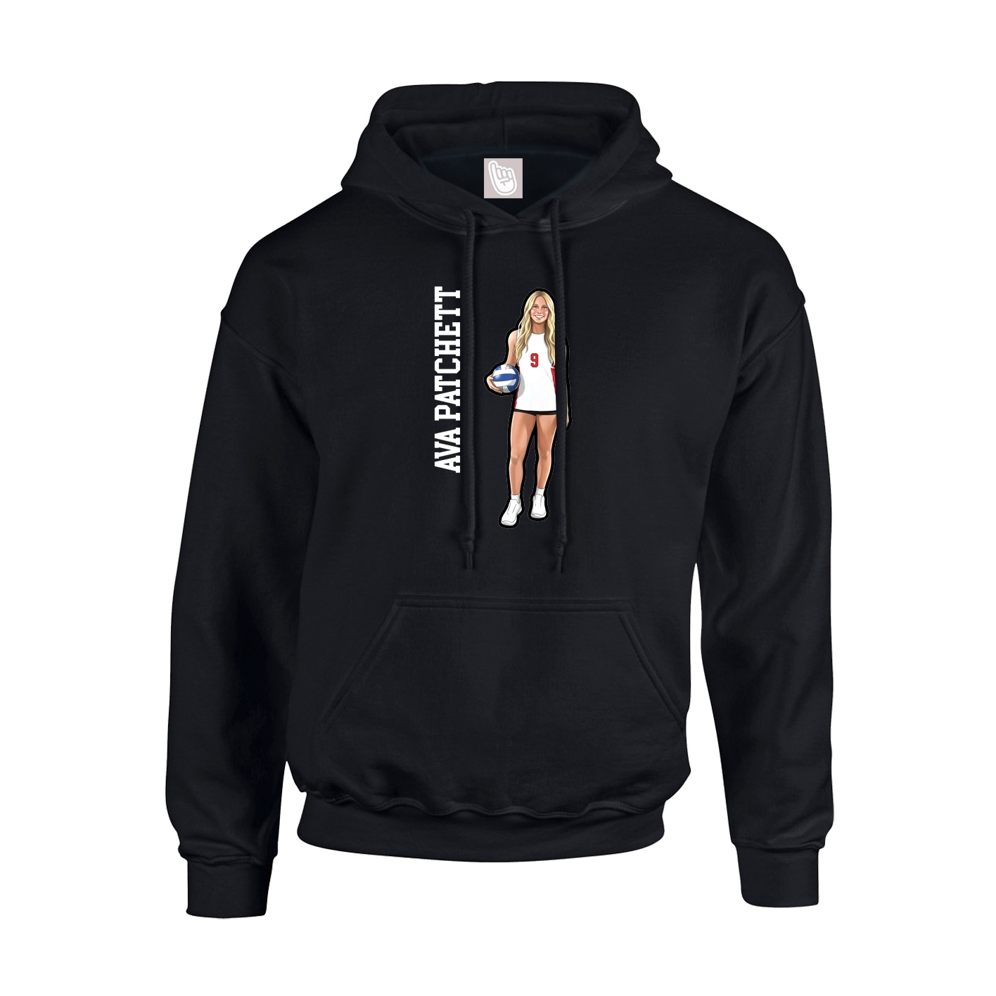 Youth Hoodie — Name Vertical in Black