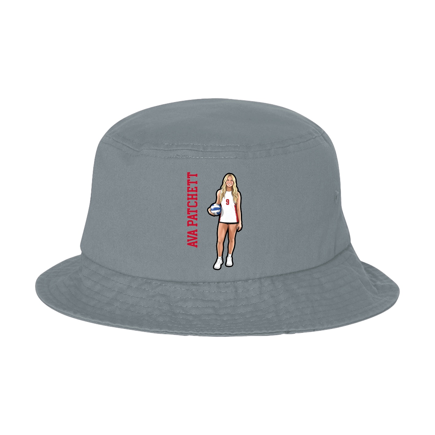 Bucket Cap — Name Vertical in Grey