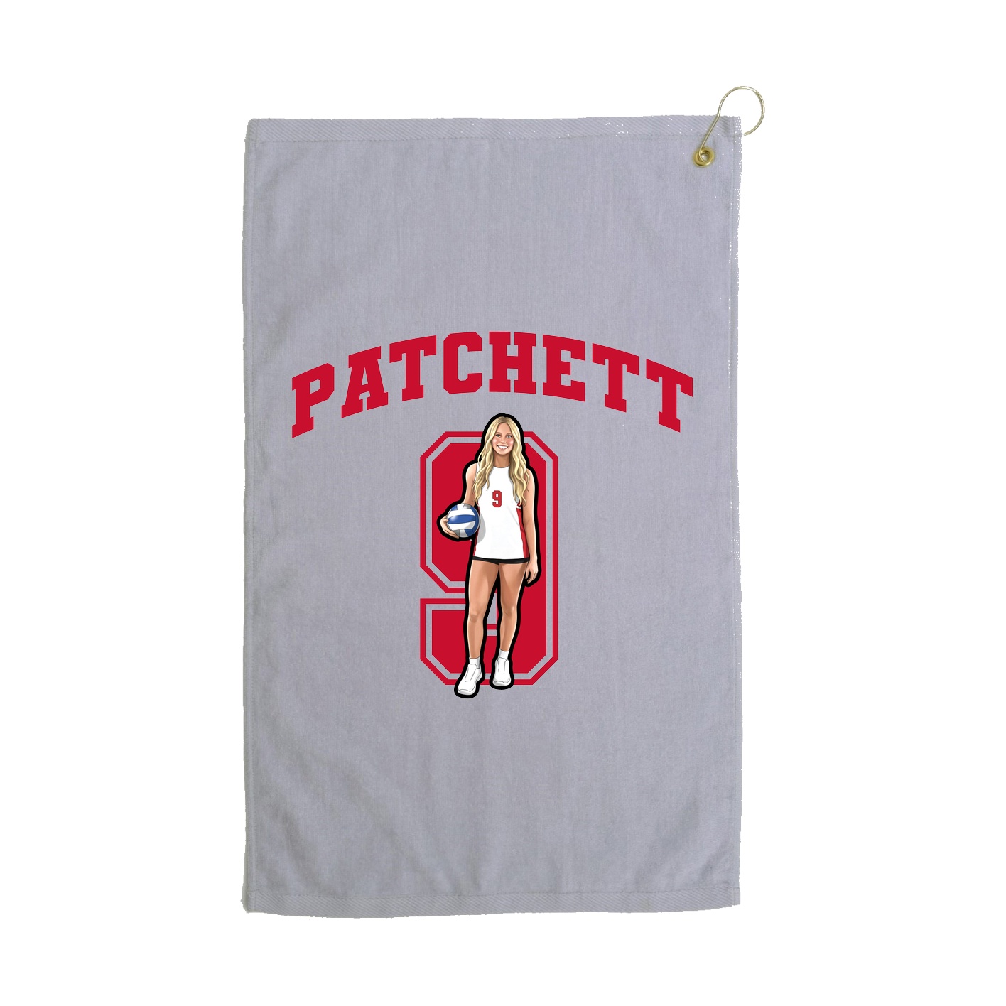 Golf Towel — Number in Grey