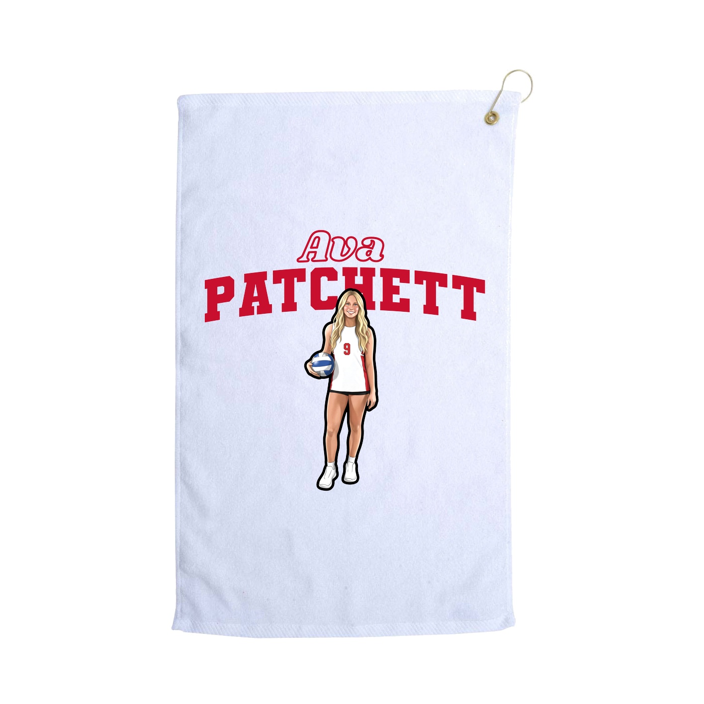 Golf Towel — Name Arch in White
