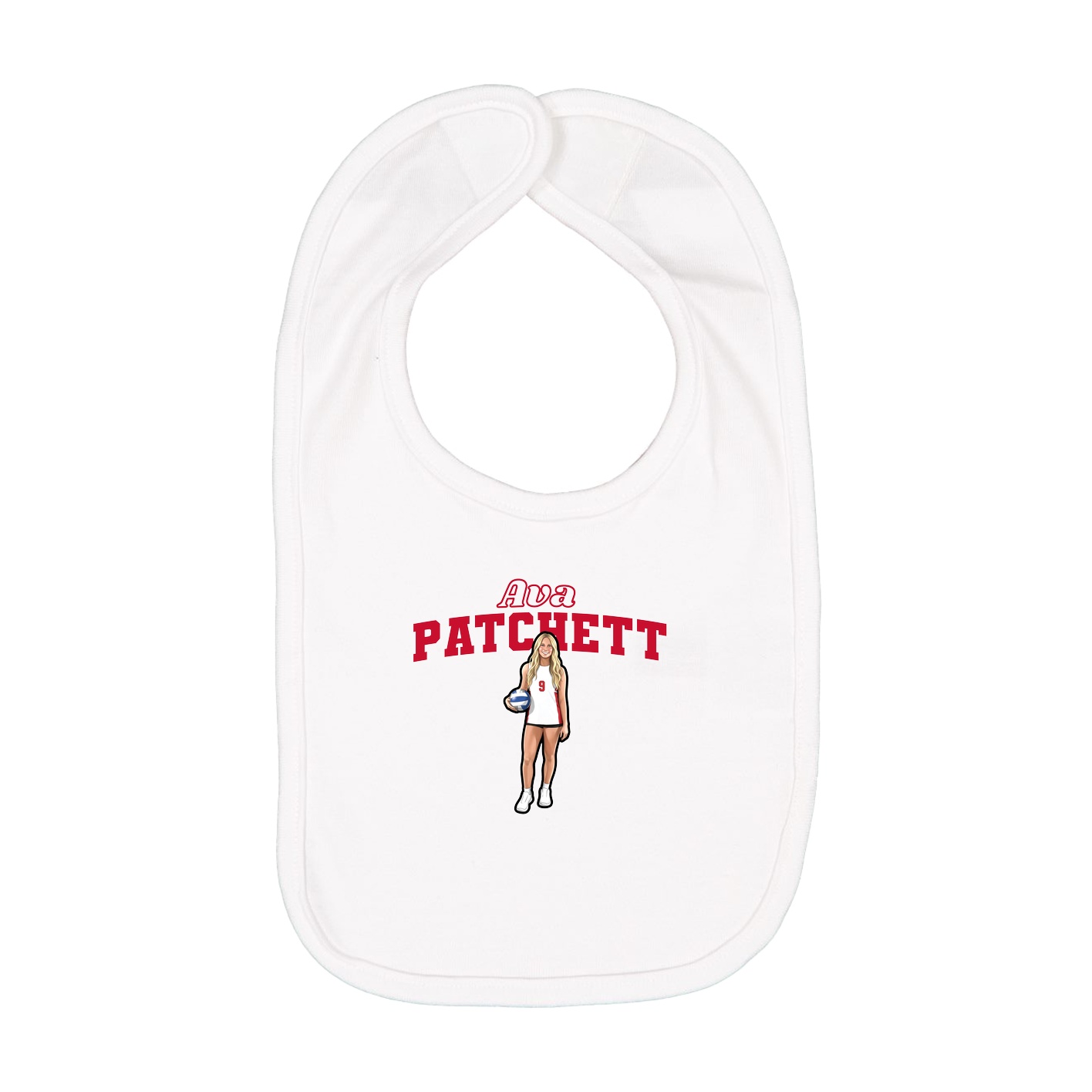 Infant Bib — Name Arch in White
