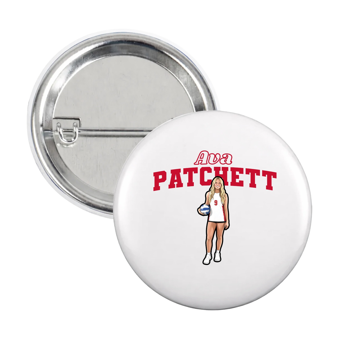 Game Day Button — Name Arch in White