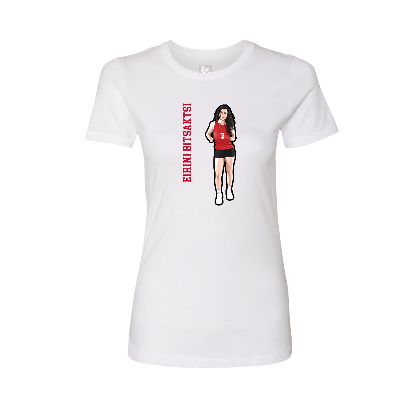 Fitted Women's Tee — Name Vertical in White