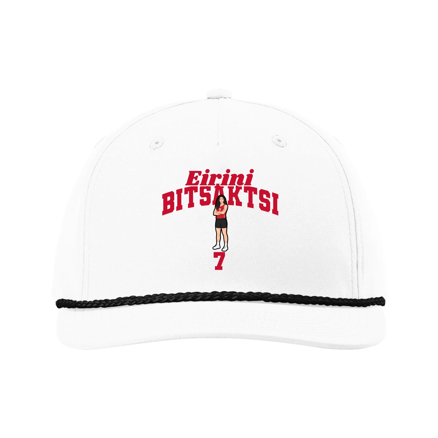 Five-Panel Classic Rope Cap — Signature Arch in White