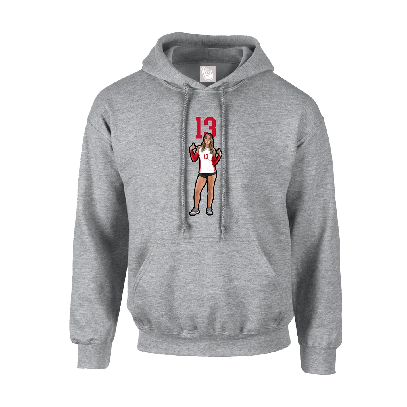 Hoodie — Number Top in Grey