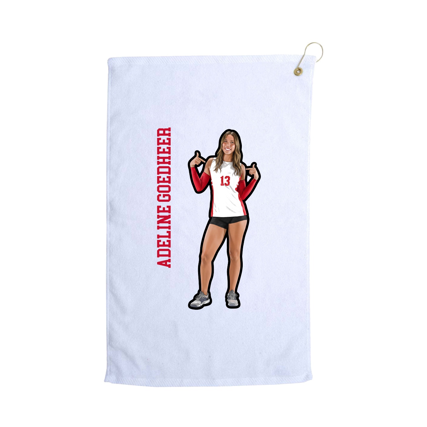 Golf Towel — Name Vertical in White
